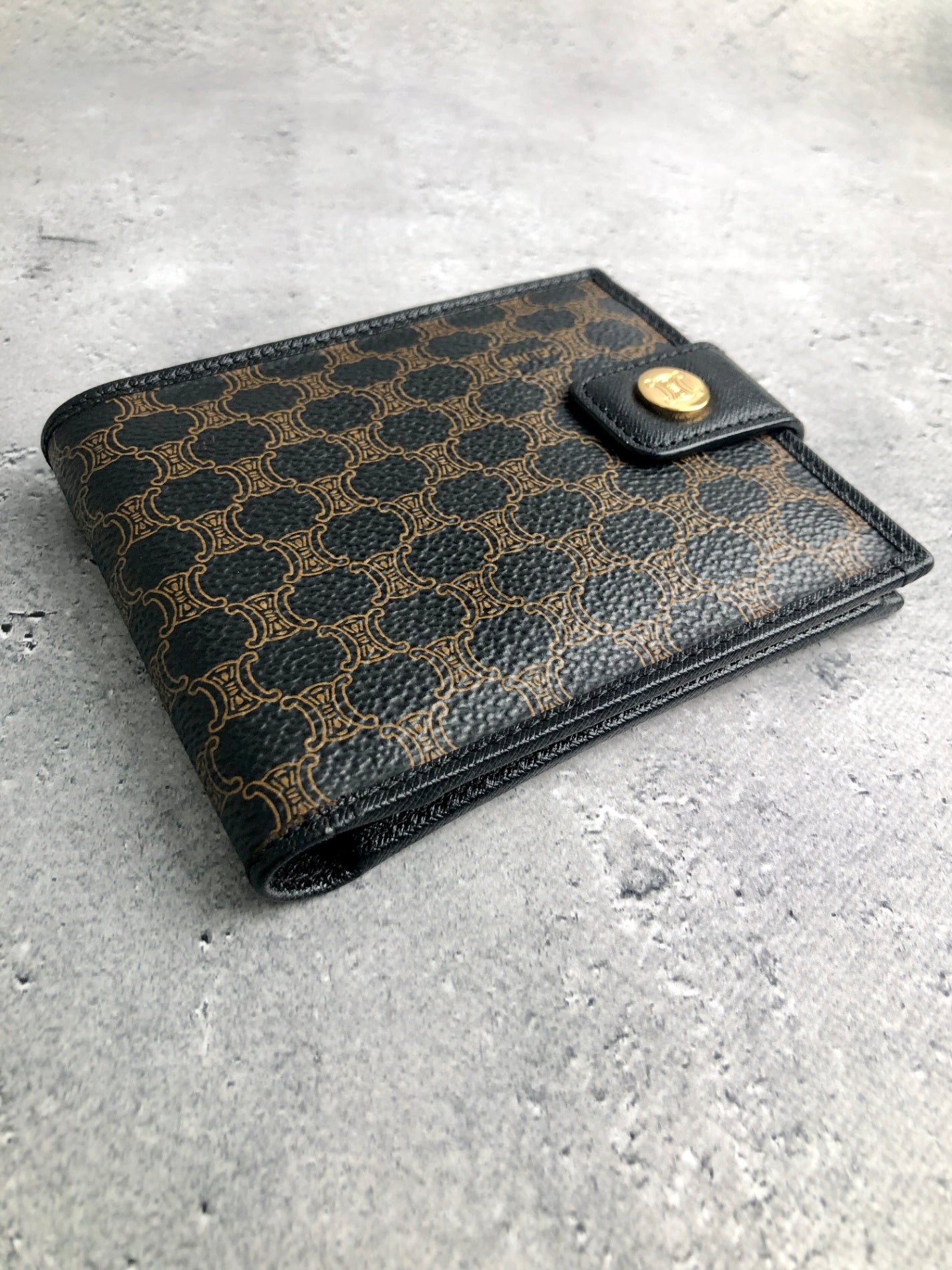 CELINE Macadam Blason 折疊皮夾 黑色復古 y827bx