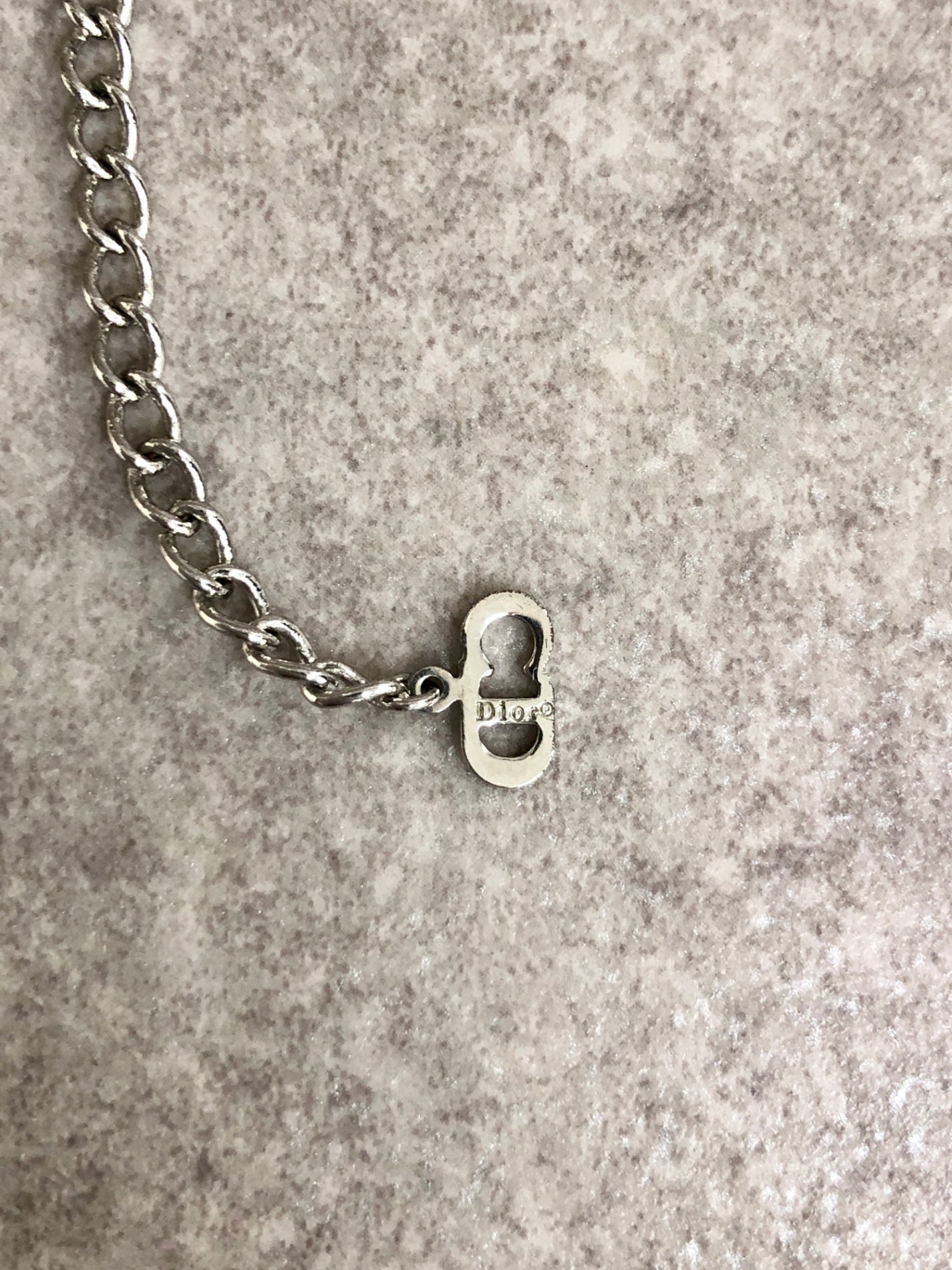 Christian Dior CD Logo Necklace Silver Vintage ttbxm8