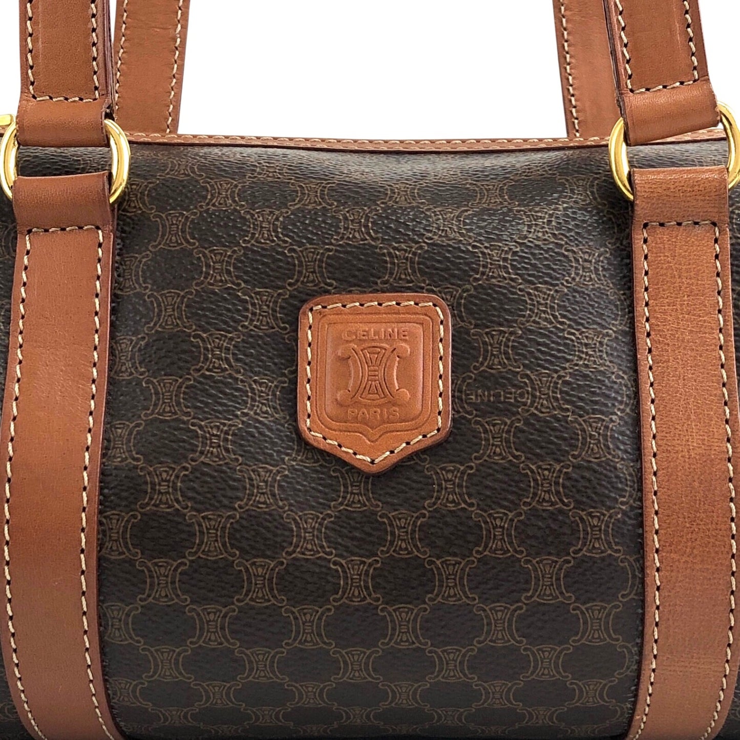 CELINE Macadam Blason Handbag Brown Vintage vkp6jp