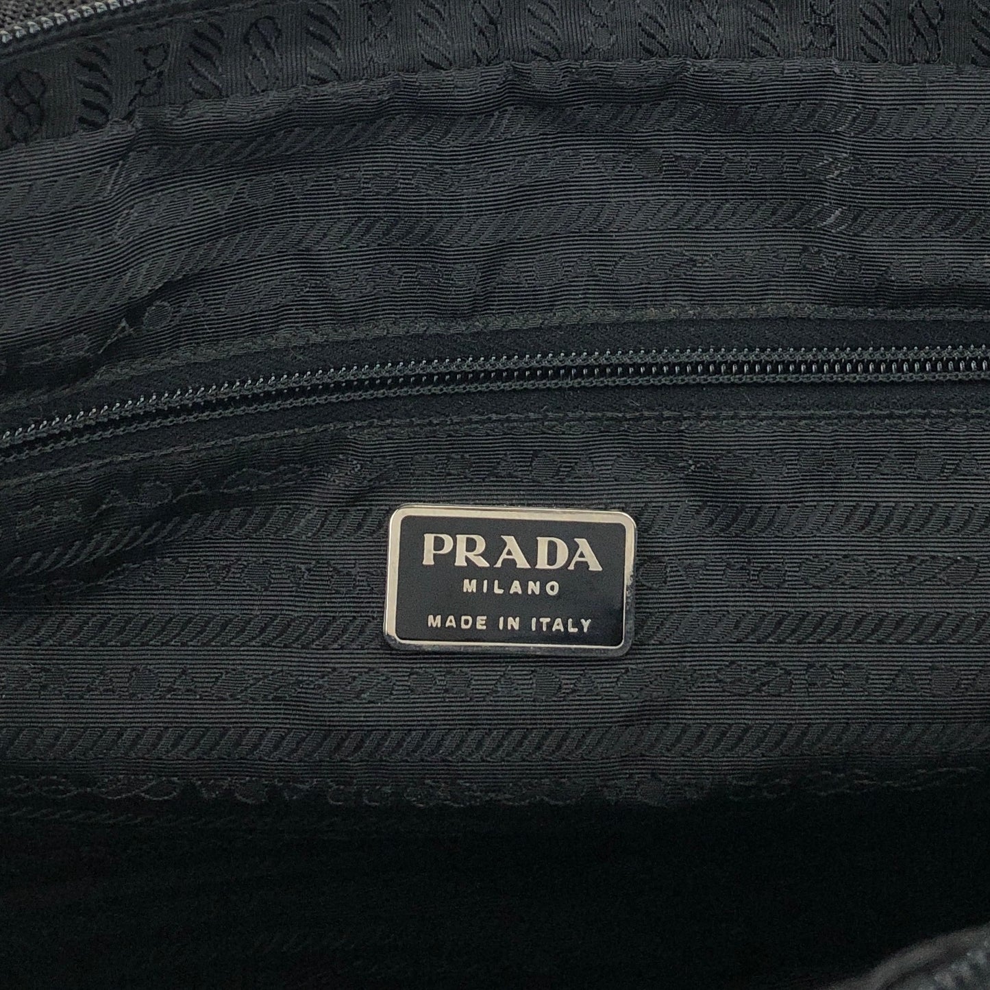 PRADA Tessuto Triangle Logo Handbag Black Vintage 47smar
