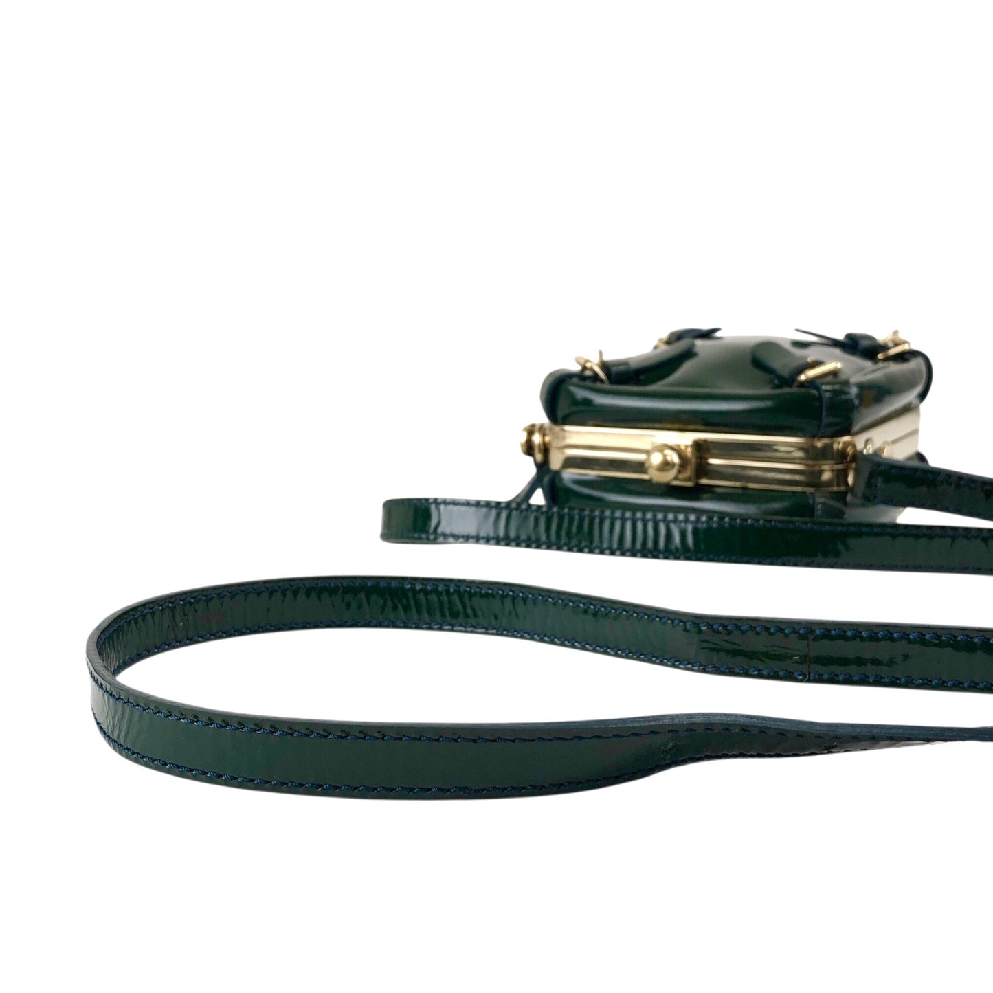 CELINE Metal Clasp Small Shoulder bag Green Vintage jye34i