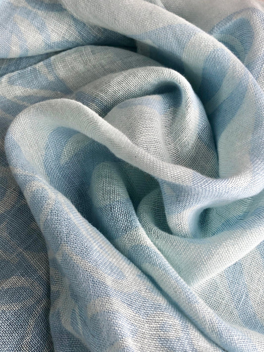 LOEWE Anagram Linen Scarf Blue Vintage a2vpyd