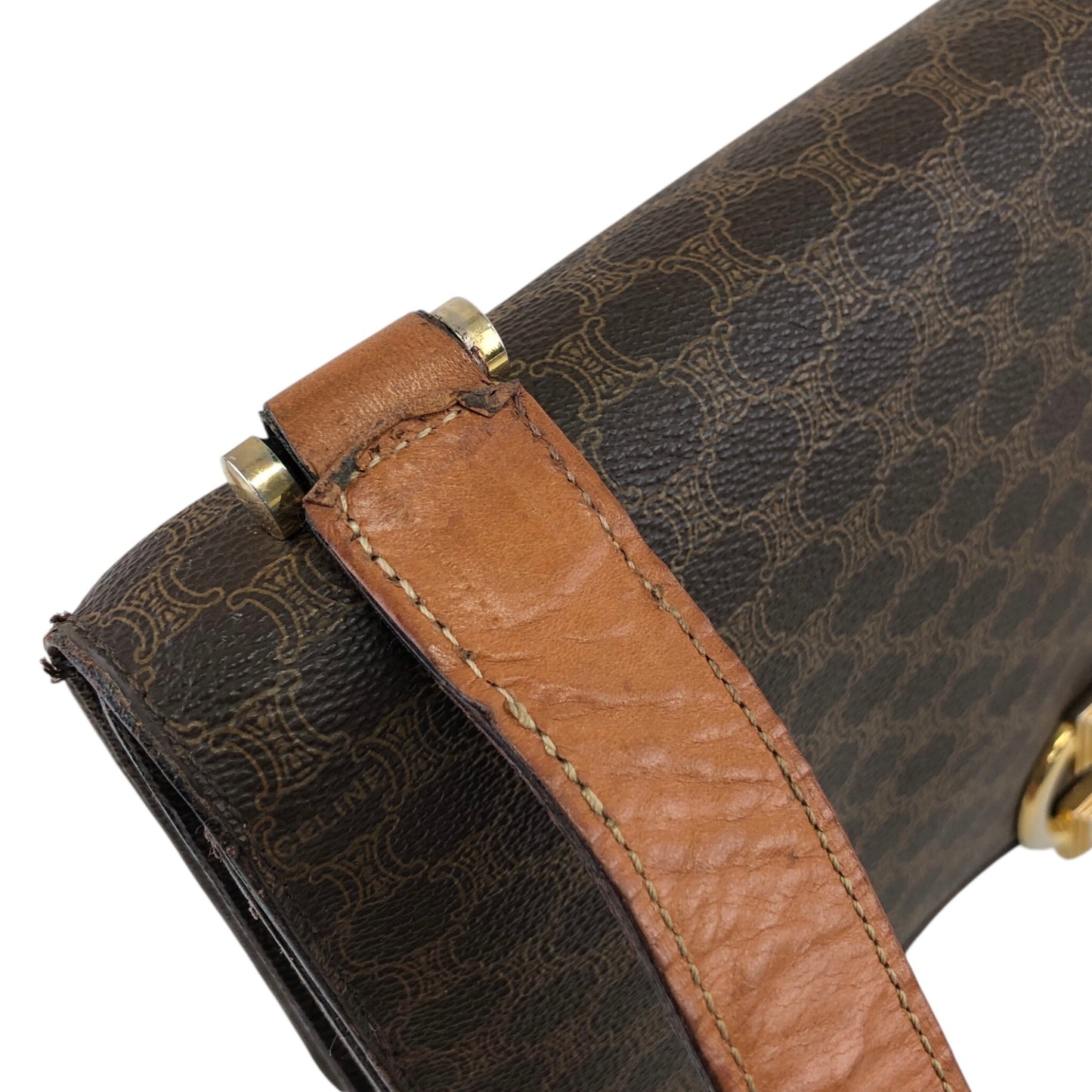CELINE Macadam Flap Shoulder bag Brown Vintage wagmgy