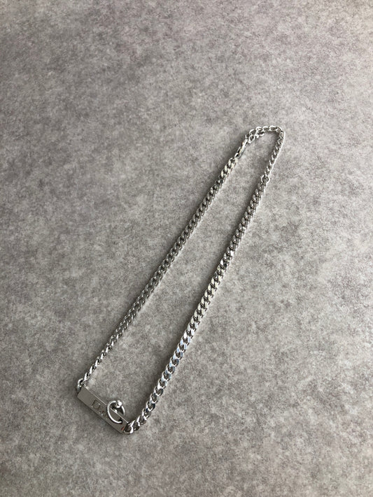 Christian Dior Logo Motif Necklace Silver Vintage suti5m