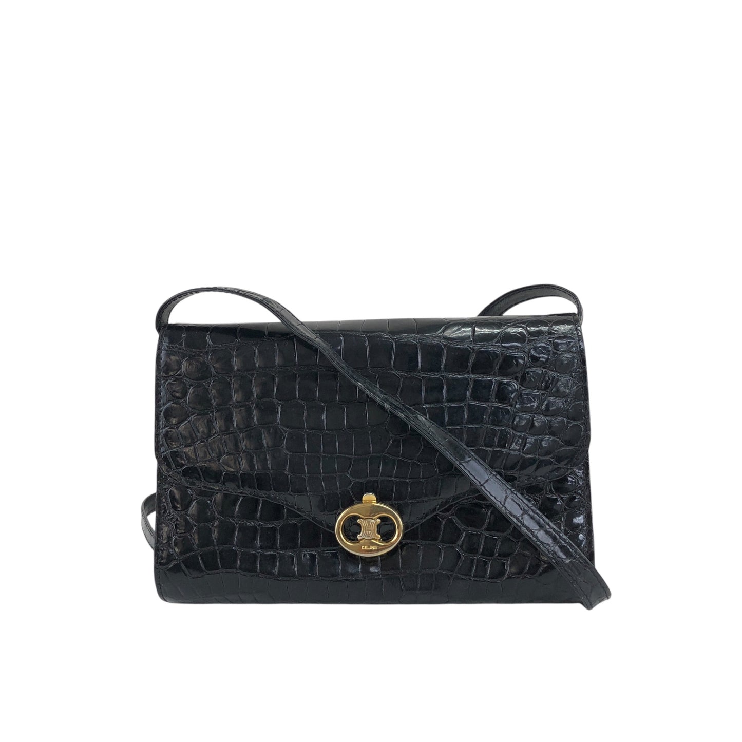 CELINE Triomphe Shoulder bag Black Vintage pedgvn
