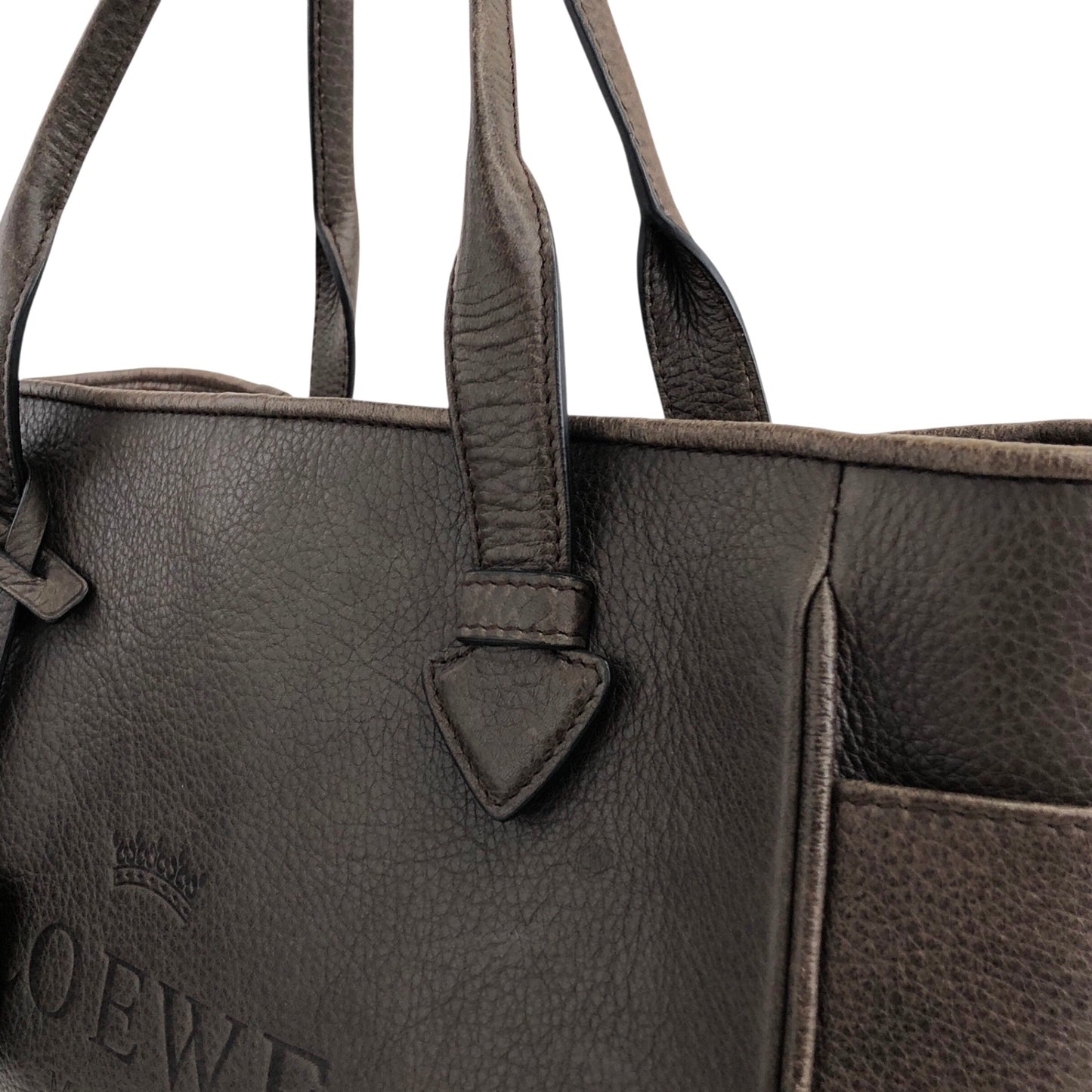 LOEWE 標誌壓花手提包棕色復古 i7rj5t
