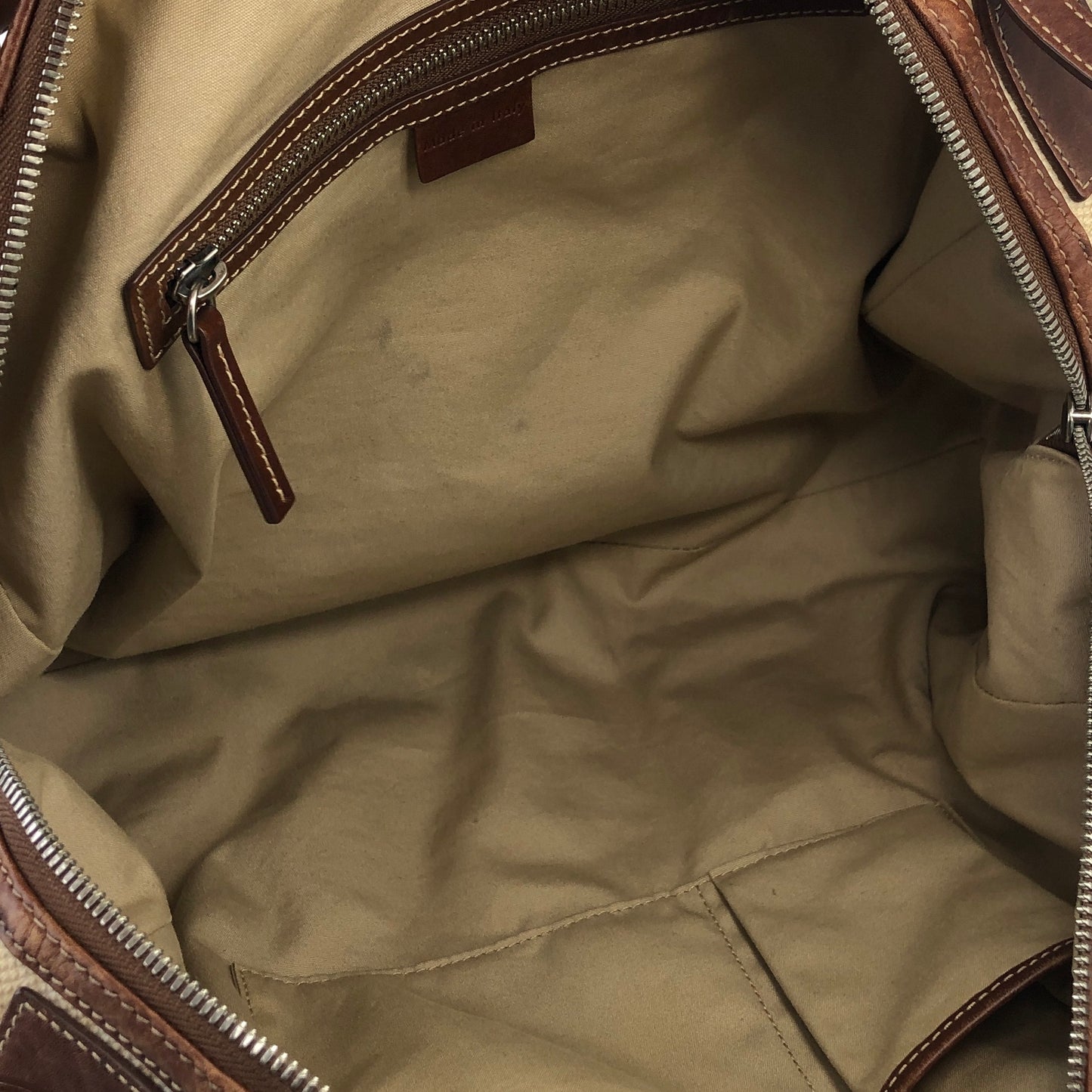 CELINE Logo Canvas Leather Boston bag Handbag Ivory Vintage rxrarg