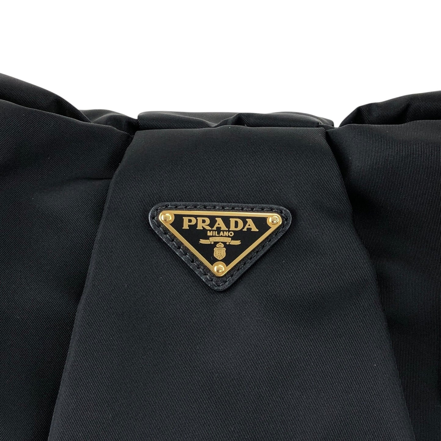 PRADA Tessuto Triangle Logo Shoulder bag Hobobag Black Vintage e3vera