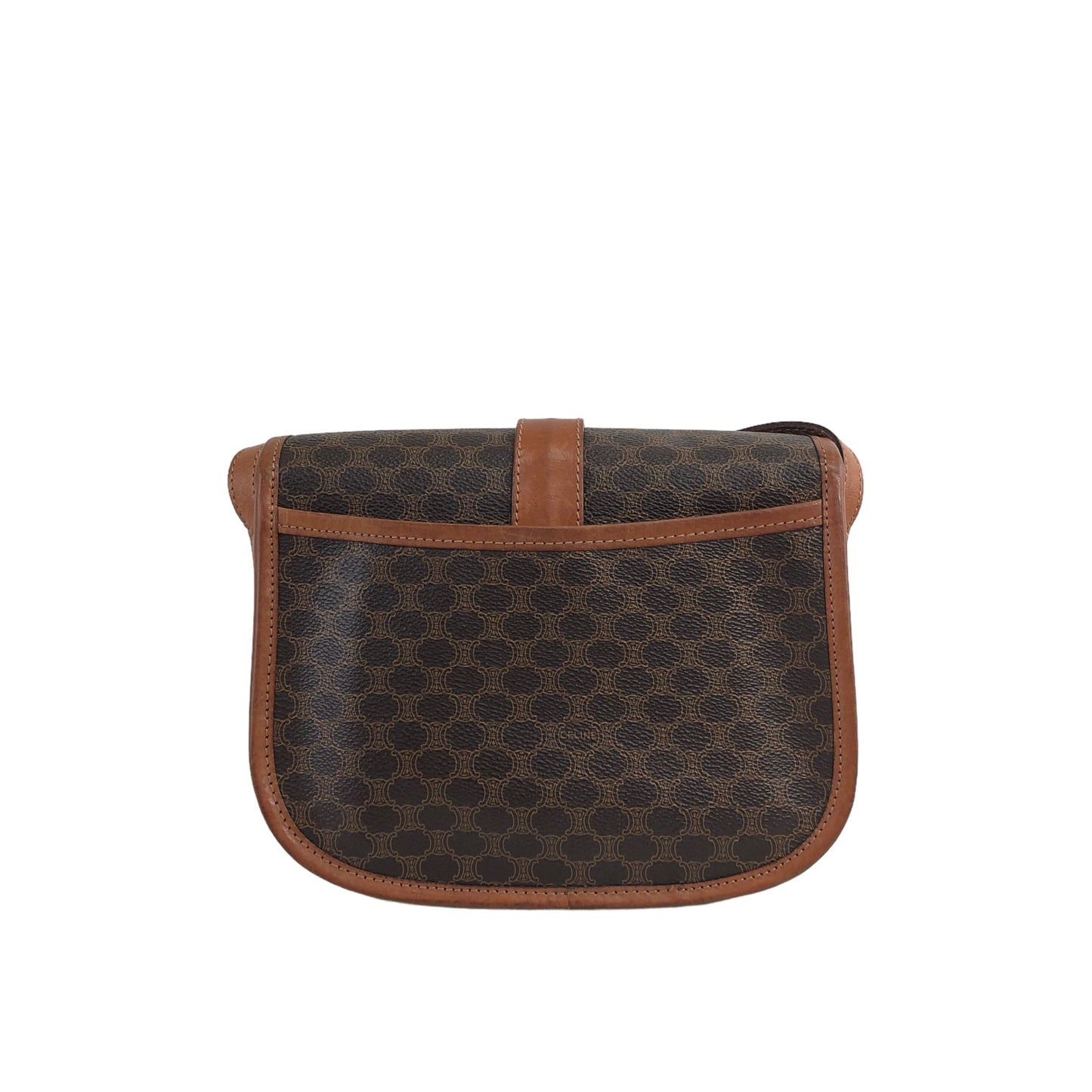 CELINE Macadam Front Buckle PVC Leather Shoulder bag Brown Vintage 7dgwui