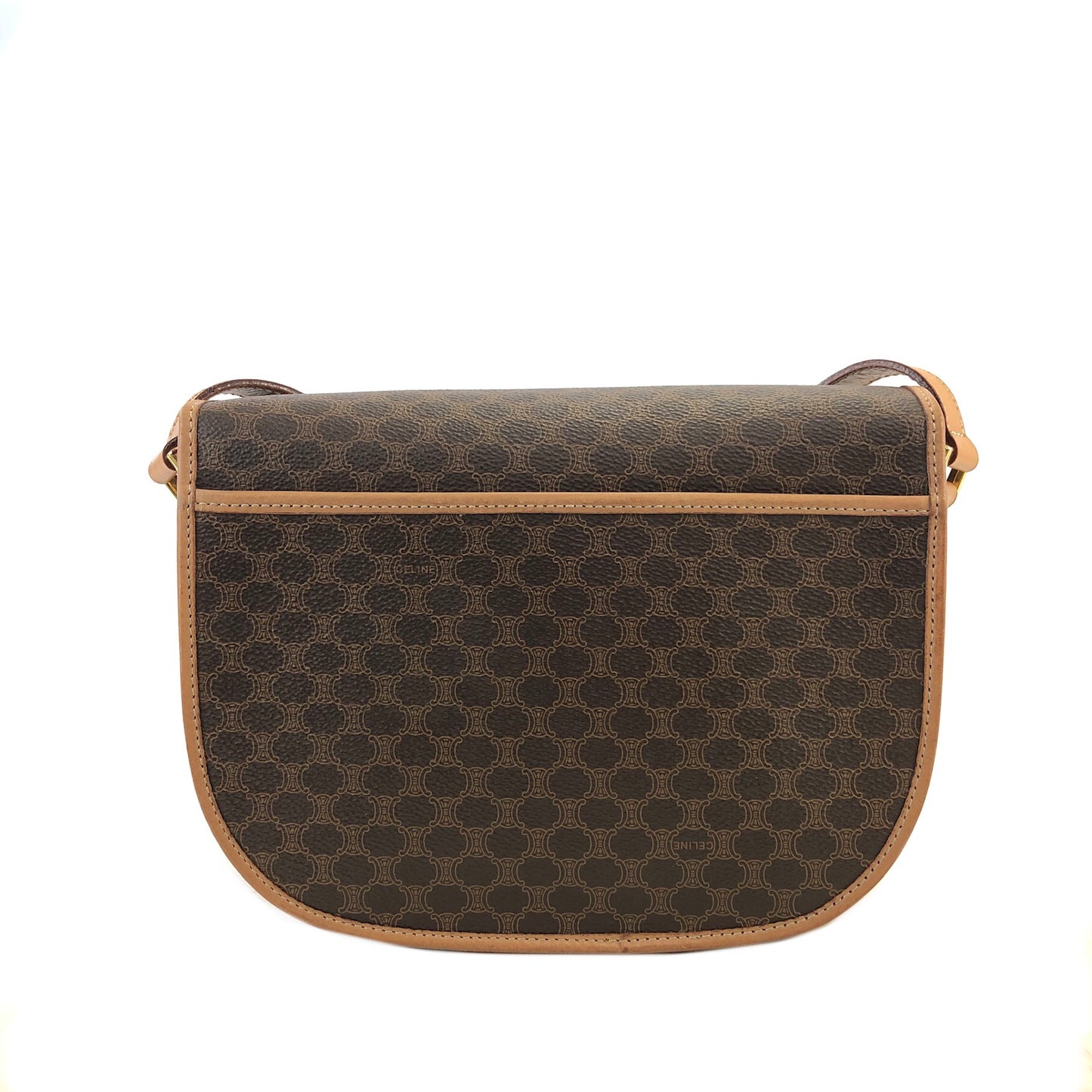 CELINE Macadam Blason Flap Shoulder bag Round bag Brown Vintage s34ak3