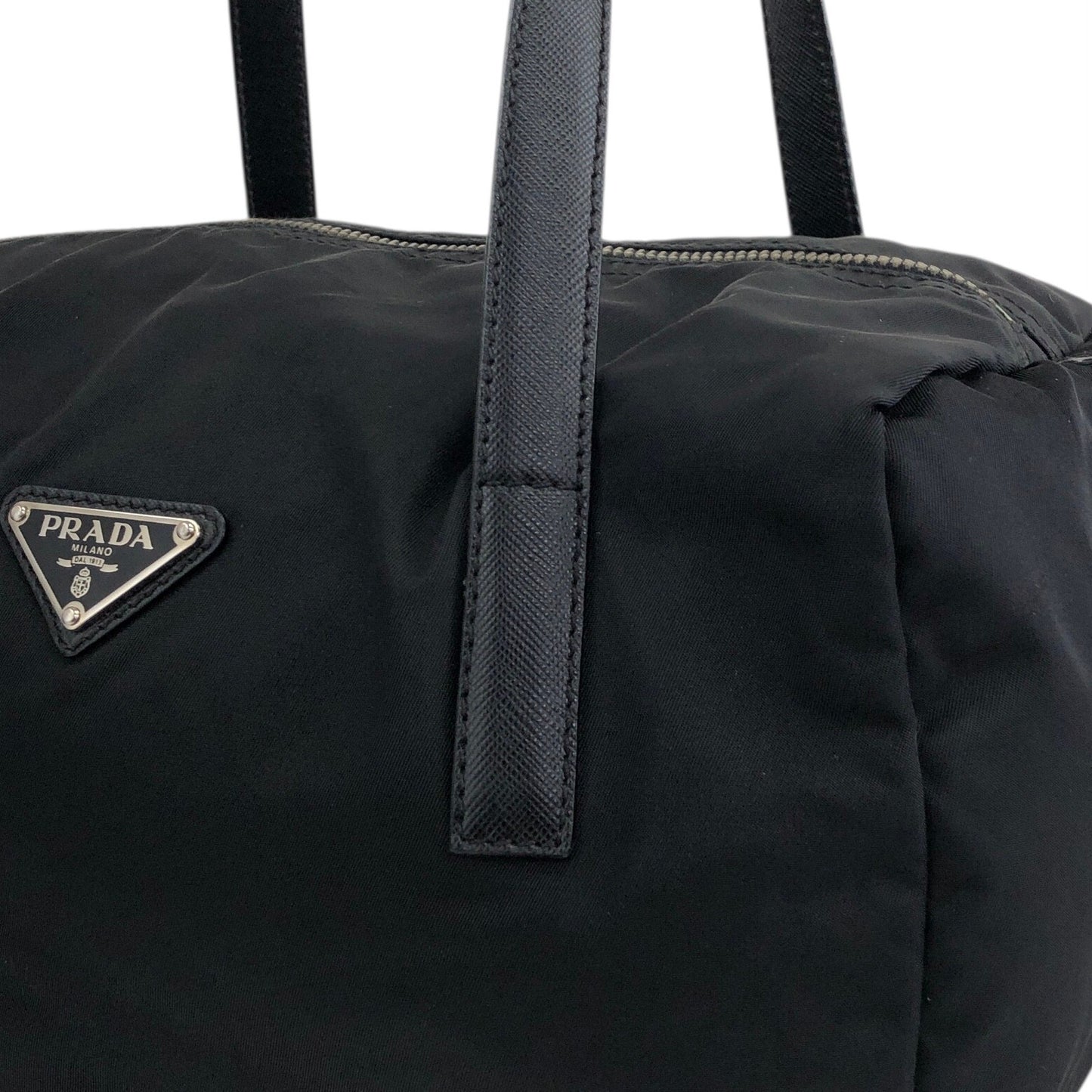 PRADA Tessuto Triangle Logo Handbag Black Vintage 4j6bkz