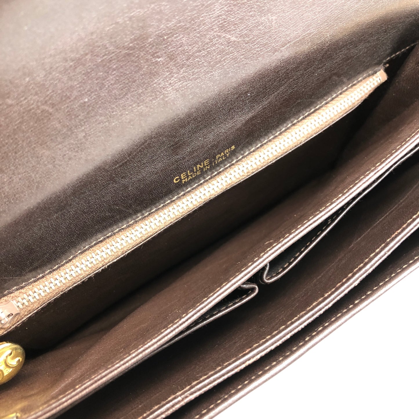 CELINE Horse Carriage Front Buckle Shoulder bag Brown Vintage mbdia8