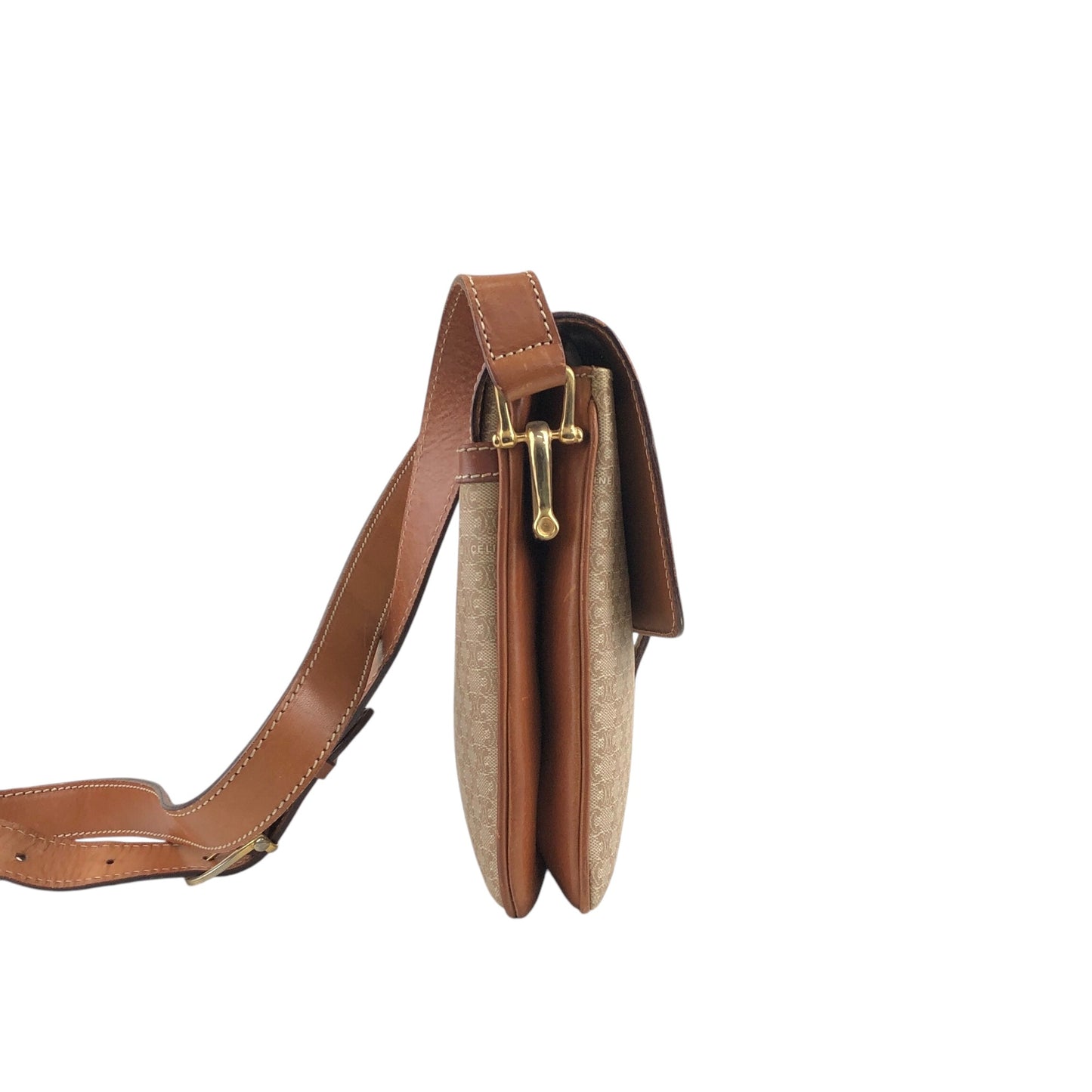 CELINE Macadam Blason Shoulder bag Beige Vintage hwdc65