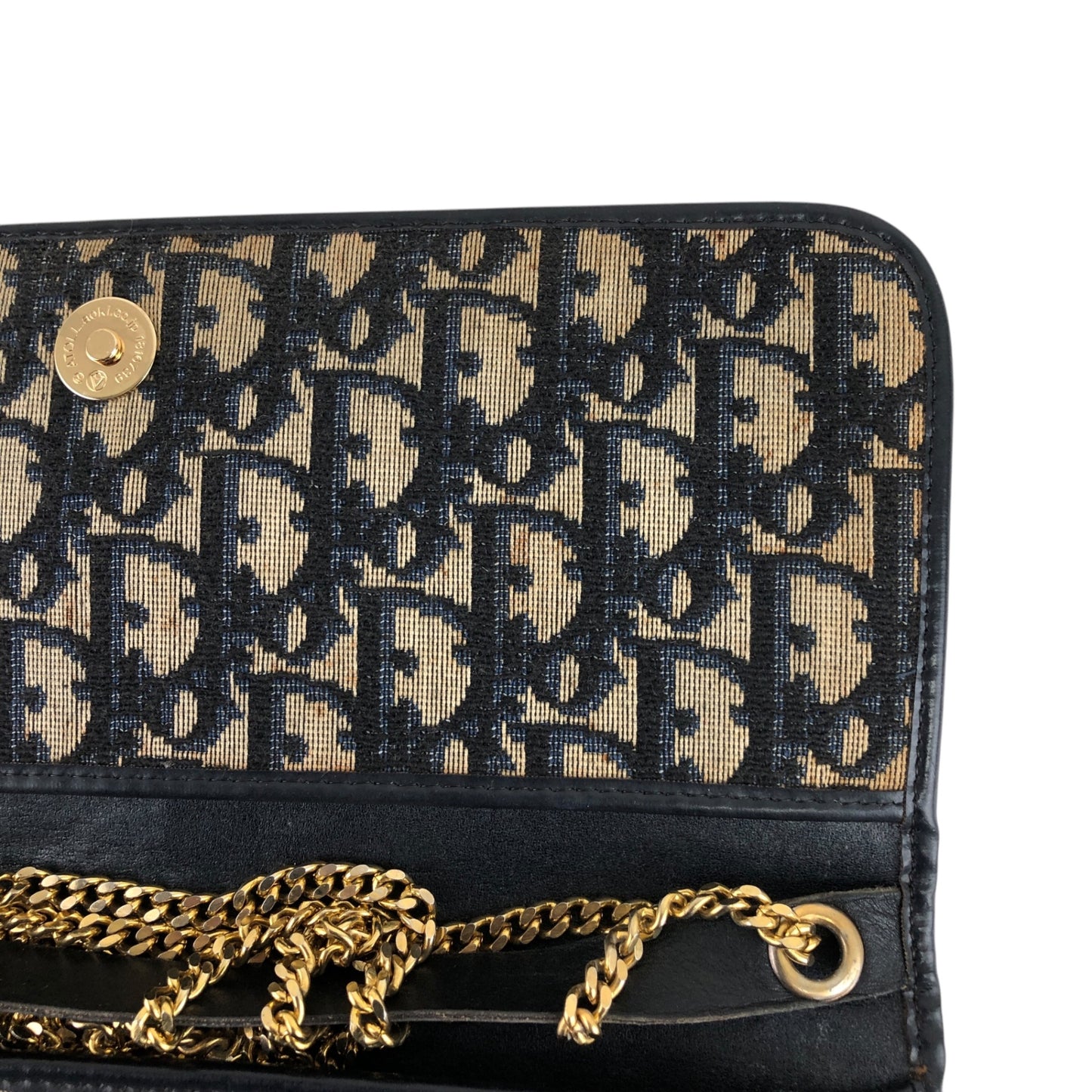 Christian Dior Trotter Chain Shoulder bag Navy Vintage xsjebd