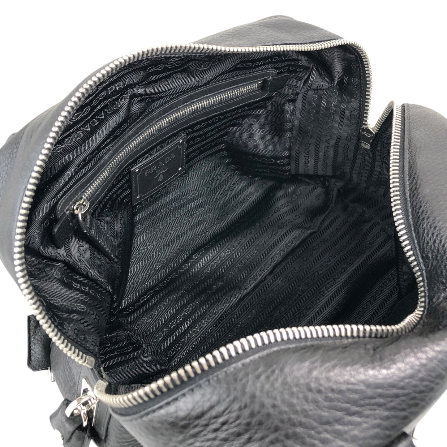 PRADA Logo Embossed Small Boston bag Handbag Black Vintage sdau3h