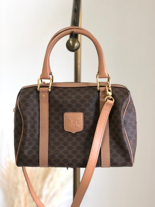 CELINE Macadam Blason Two-way Handbag Shoulder bag Brown Vintage jrpcga