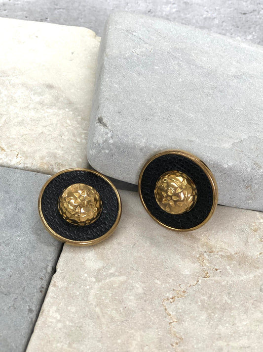 CELINE Starball 耳環 黑色×金色 復古 k5us25