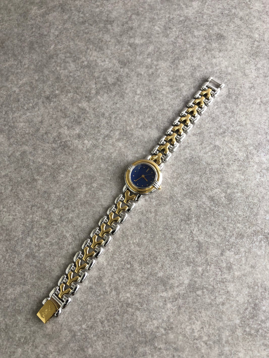 Yves Saint Laurent YSL Logo Quartz Watch Silver×Black 700154 Vintage nmcbrg