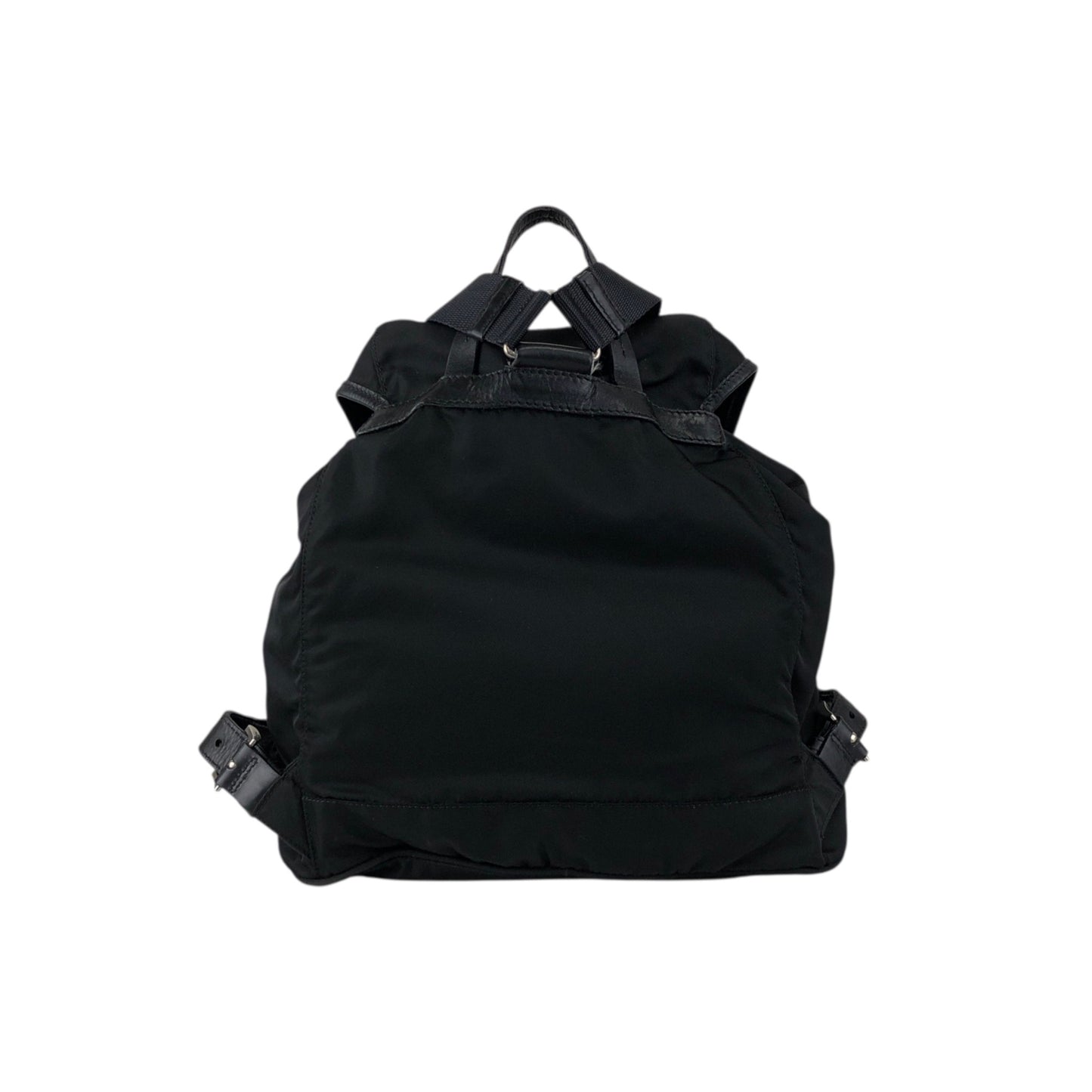 PRADA Tessuto Triangle Logo Backpack Black Vintage rj533h
