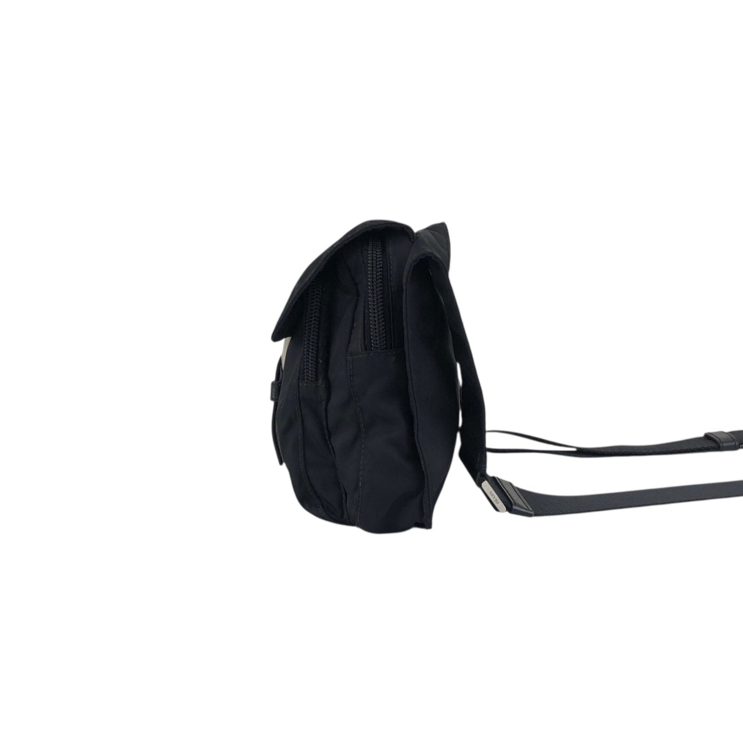 PRADA Triangle Logo Front Buckle Shoulder bag Black Vintage 7bcgft