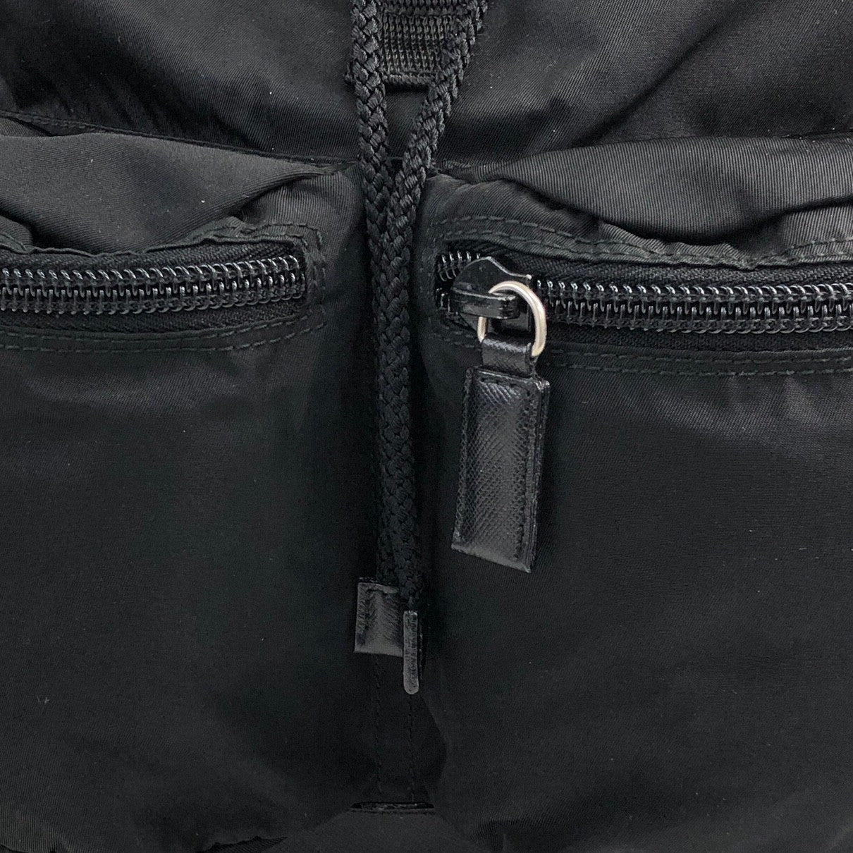PRADA Triangle Logo Double Pocket Backpack Black Vintage avewmk