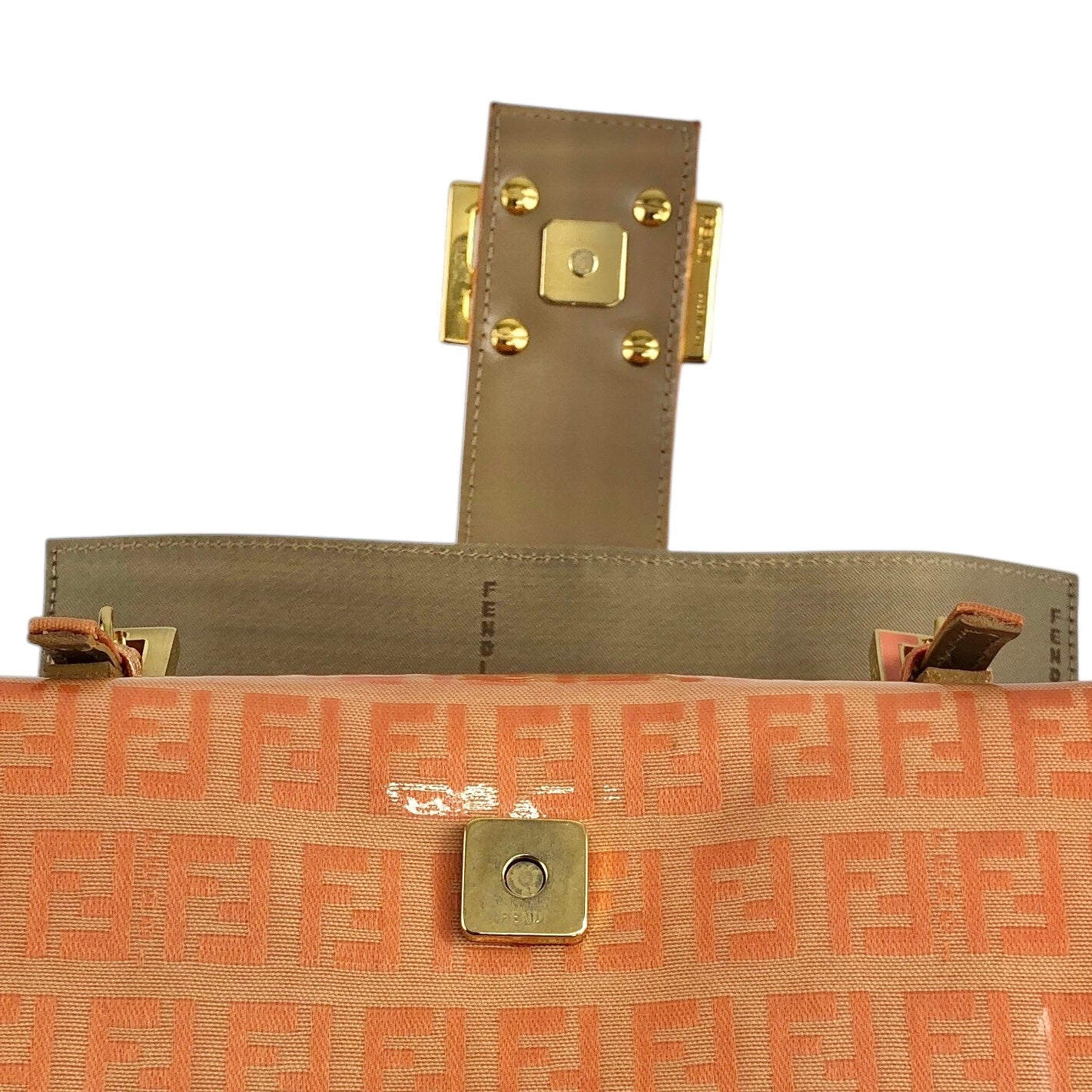 FENDI Zucchino Handbag Orange Vintage snr2vs
