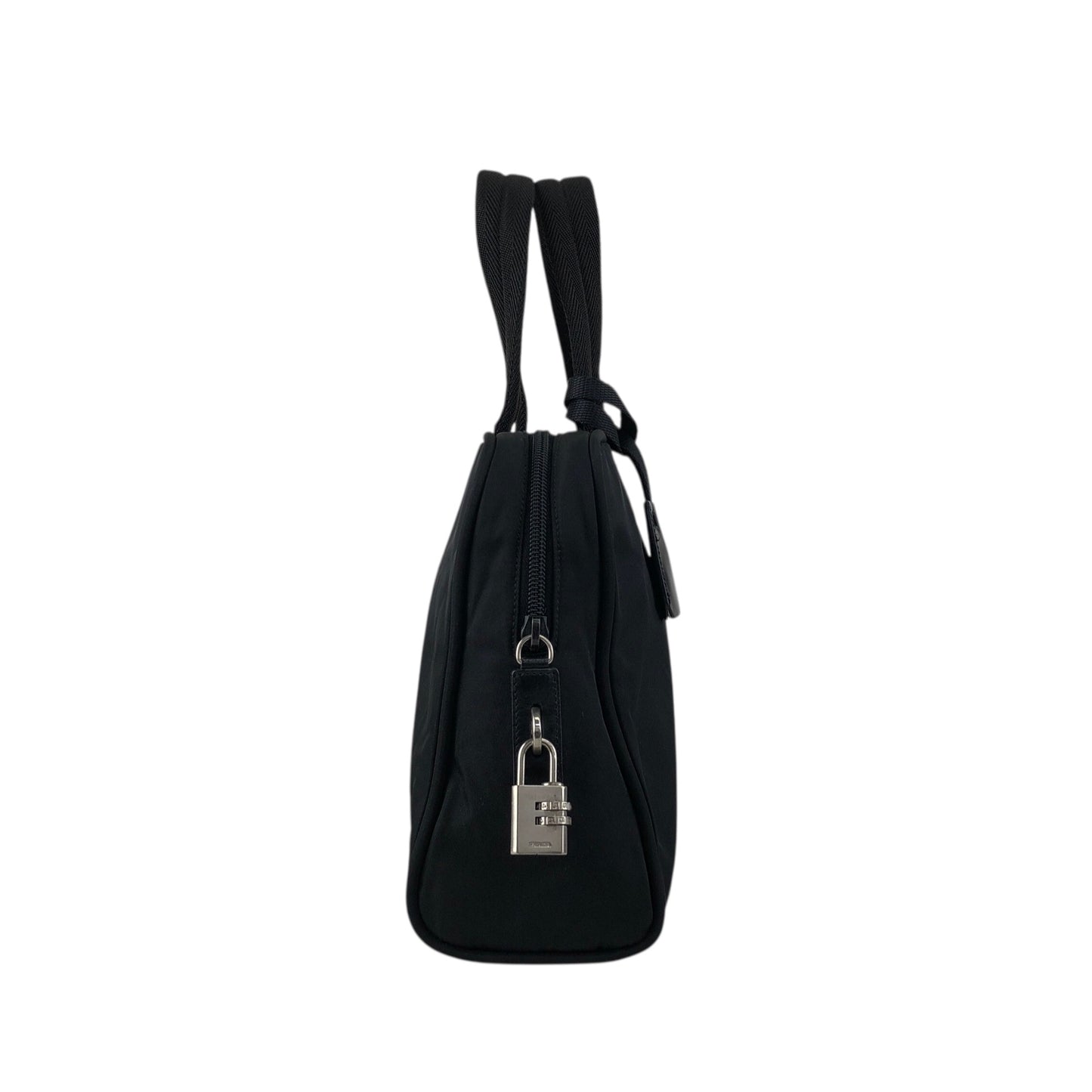 PRADA Tessuto Triangle Logo Handbag Black Vintage 47smar