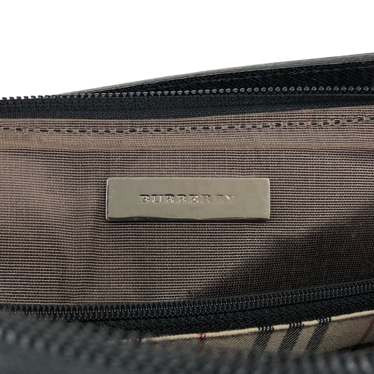 BURBERRY Logo Side Pocket Handbag Black Vintage bugrks