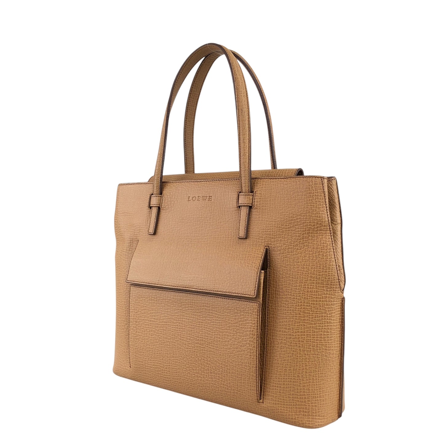 LOEWE Logo Embossed Handbag Camel Vintage smfwpe