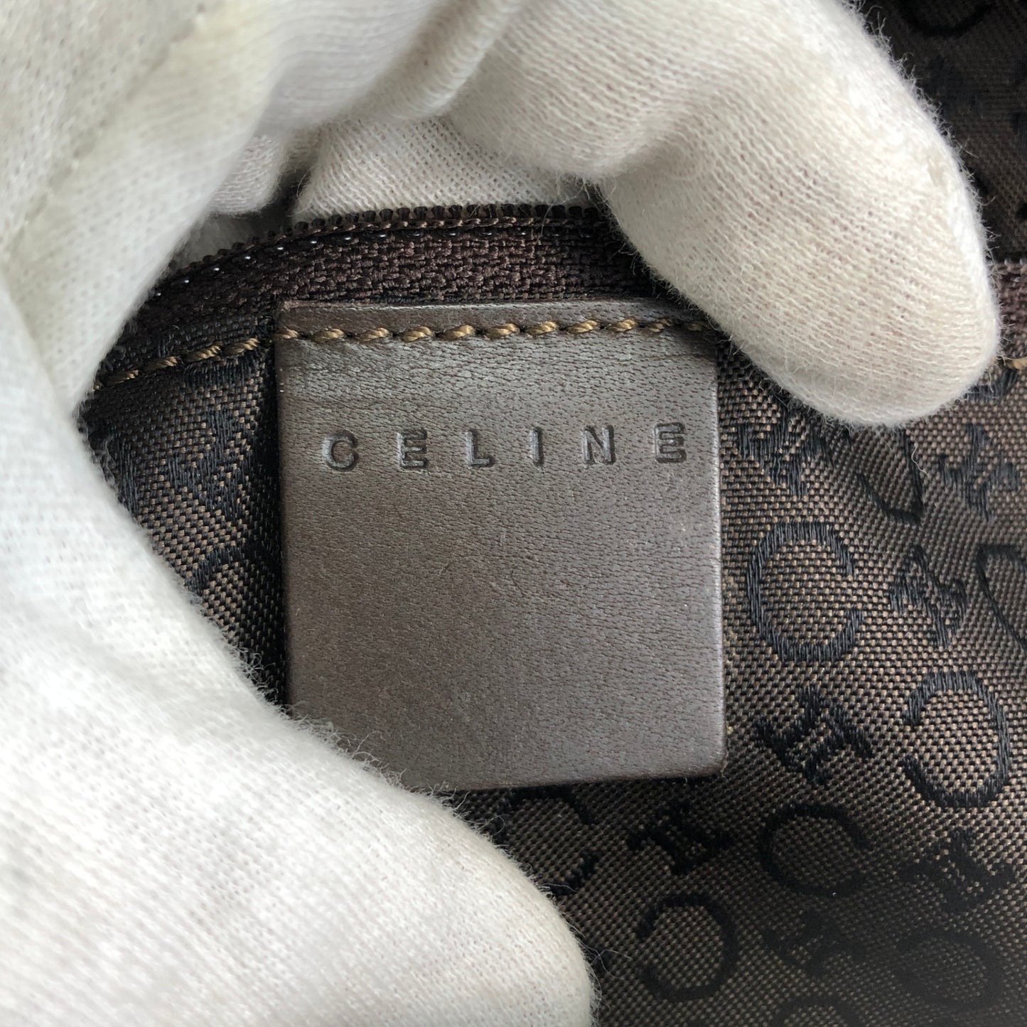 CELINE Macadam Handbag Boston bag Brown Vintage 7kve88
