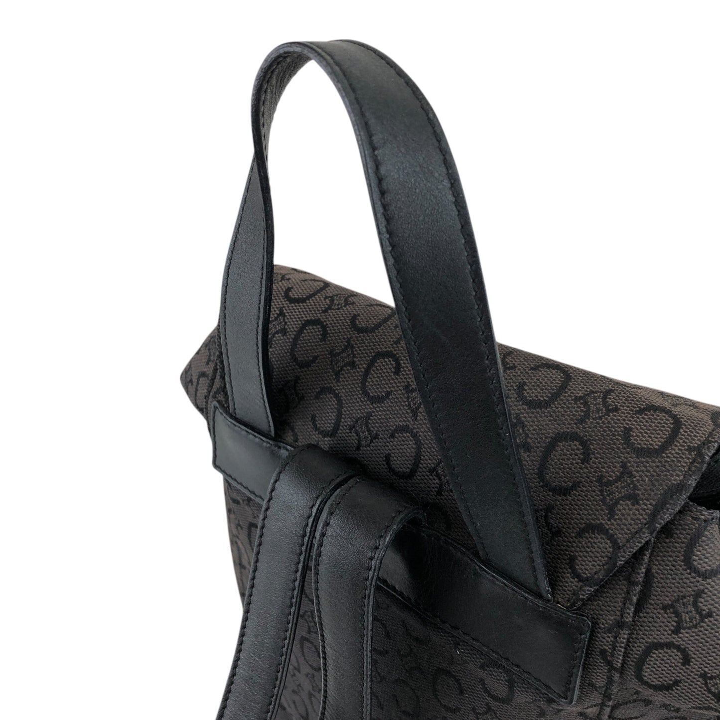 CELINE Front Buckl Backpack Black Vintage u4kmmj