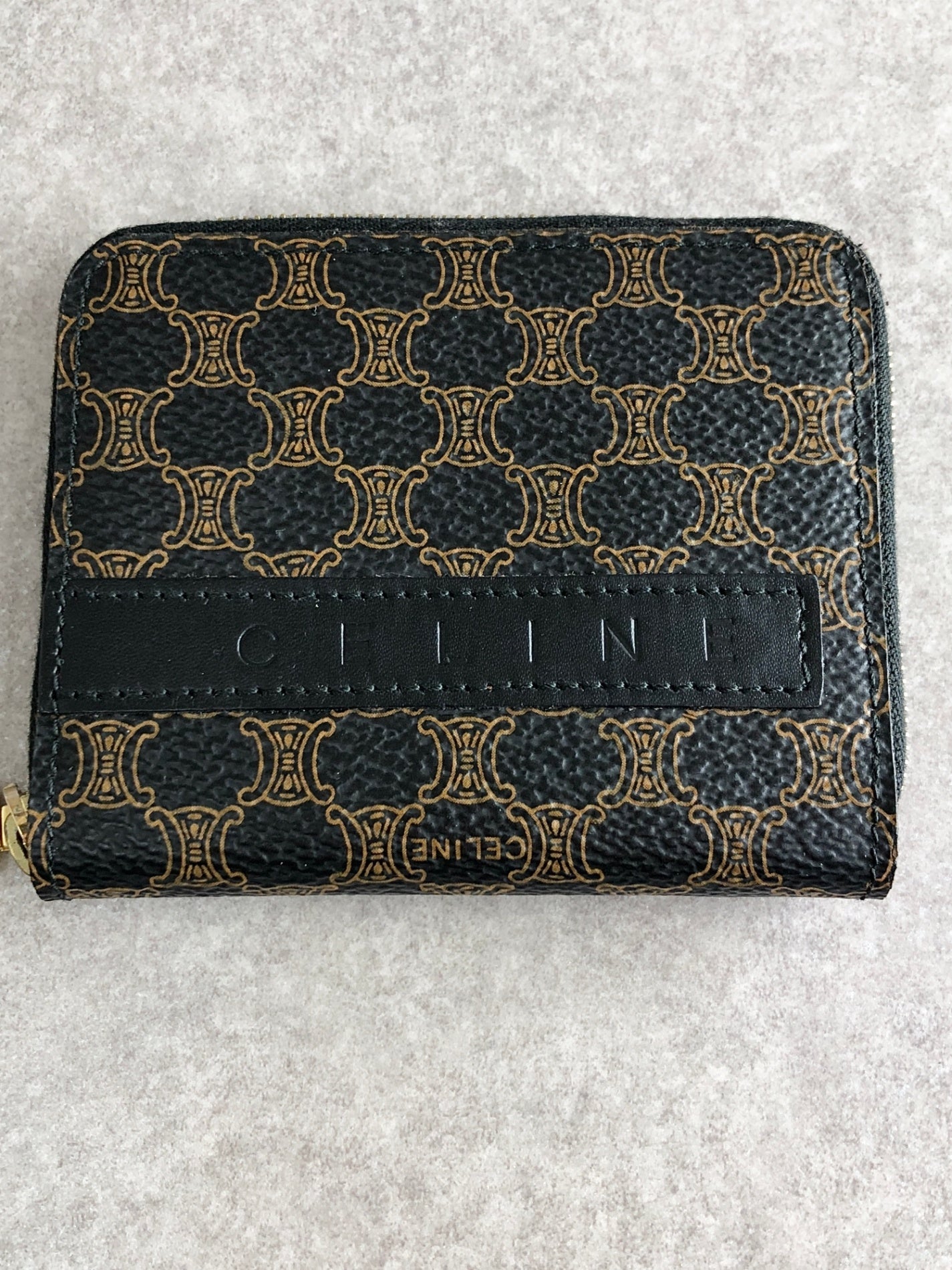 CELINE Macadam Logo Coin Purse Black Vintage 2hudzh