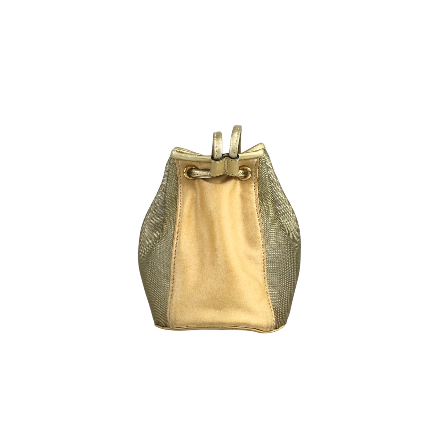 CELINE Circle Logo Drawstring Small Shoulder bag Beige Vintage s6bm4s
