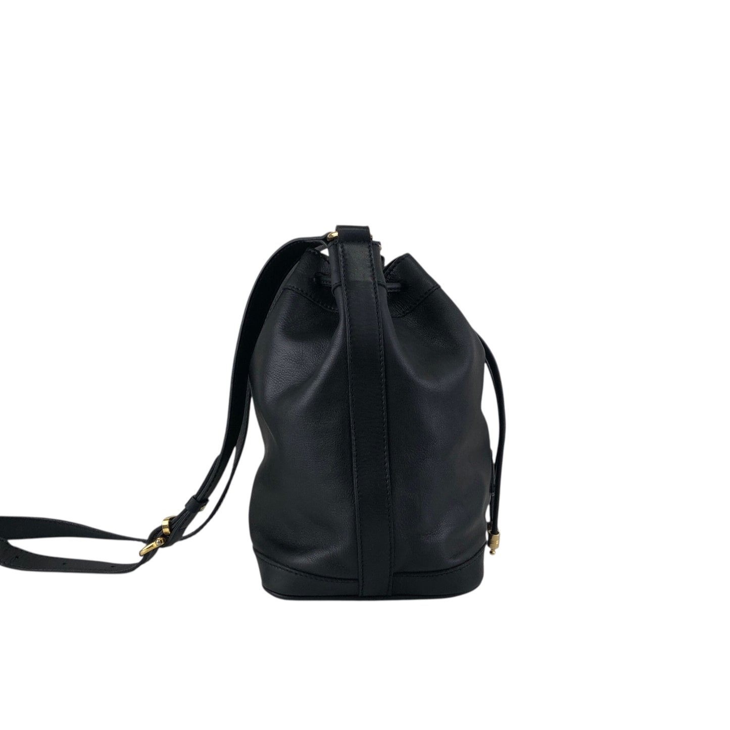 CELINE Blason Gancini Drawstring Shoulder bag Black Vintage 3zj4mf