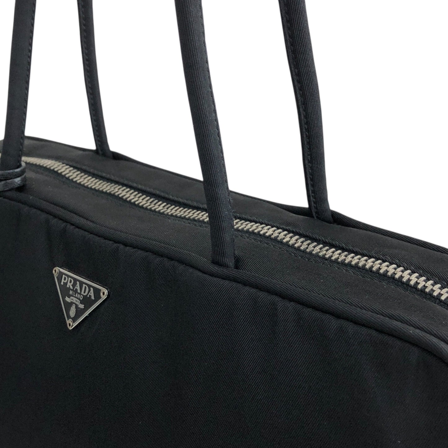 PRADA Triangle Logo Padlock Totebag Black Vintage b8nscy