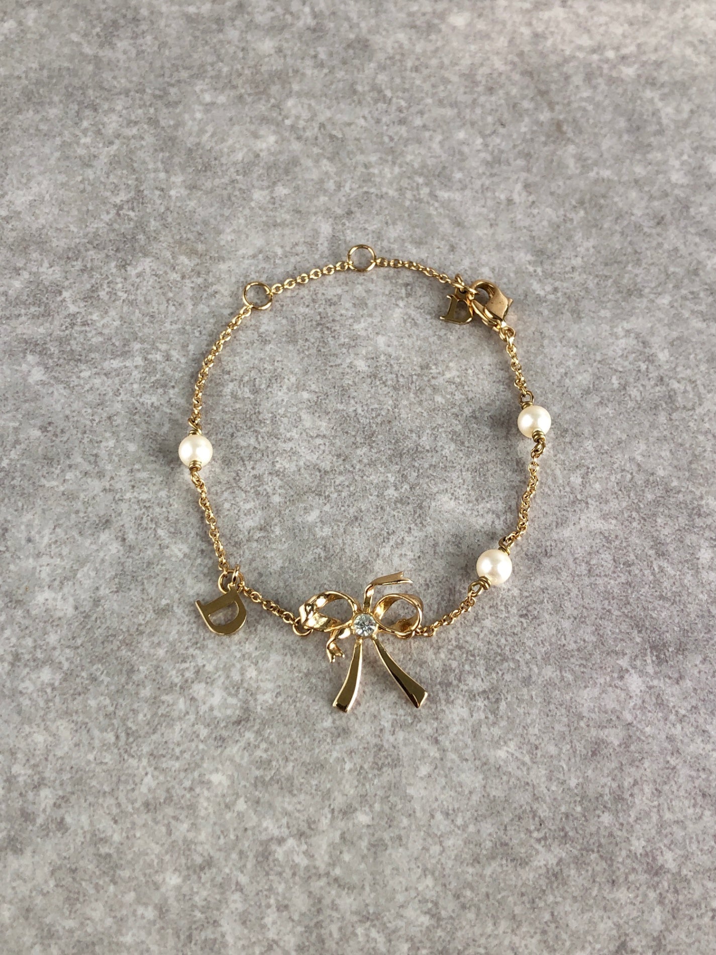 Christian Dior Ribbon Bracelet Gold Vintage y5u58d