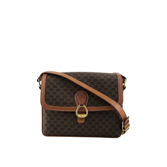 CELINE Macadam Horseshoe Shoulder bag Brown Vintage pep636