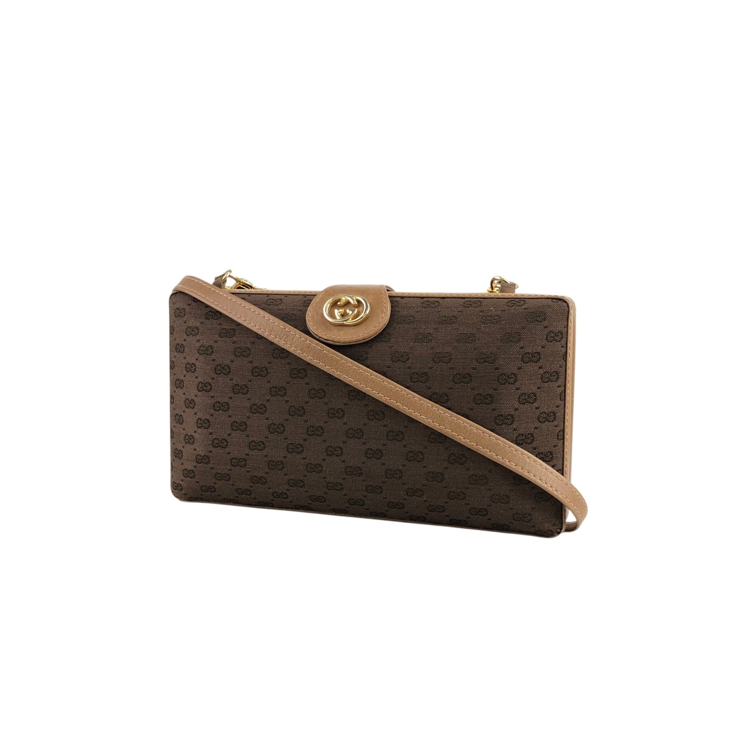 GUCCI GG Logo Motif Shoulder bag Brown Vintage xfb6jw