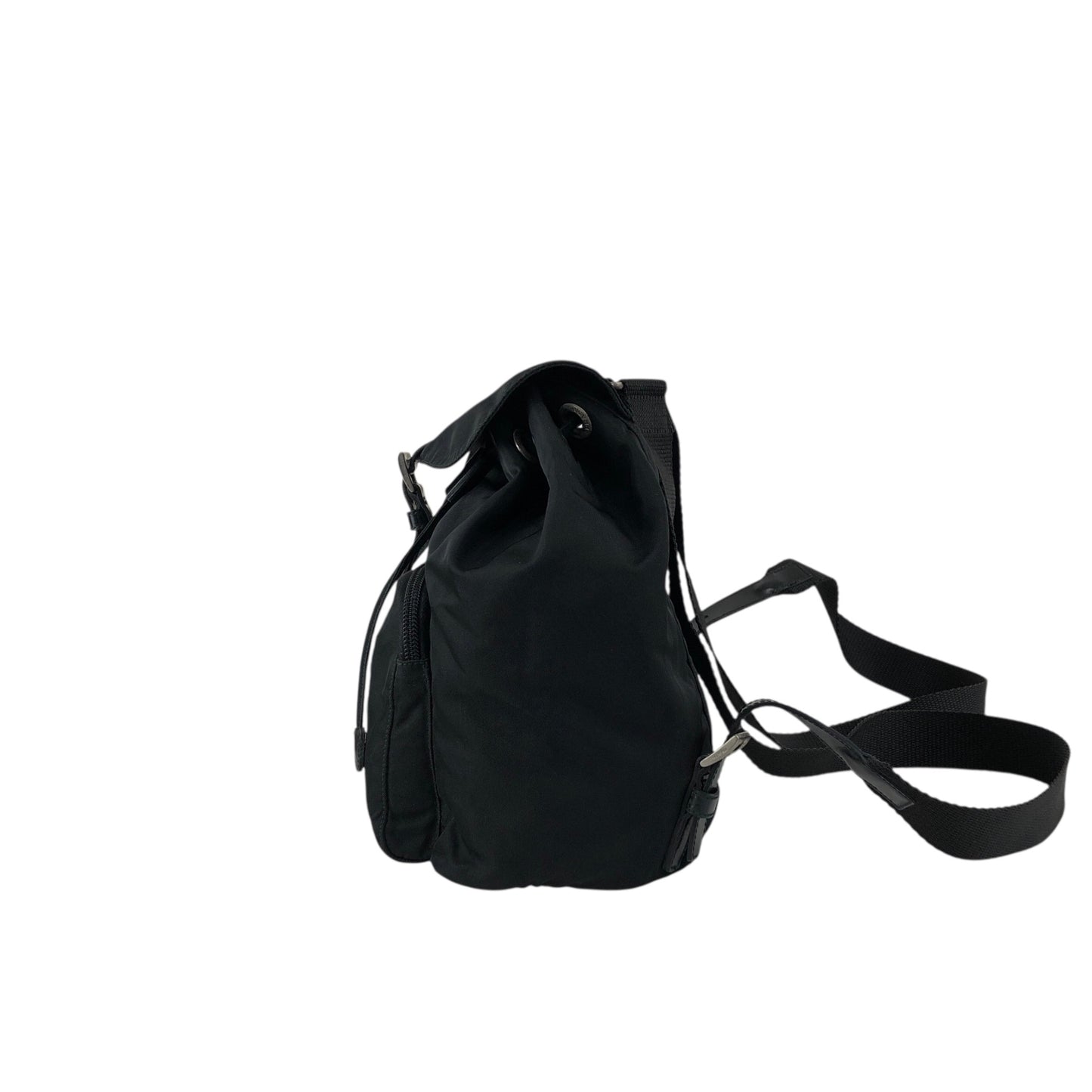 PRADA Tessuto Triangle Logo Front Pocket Backpack Black Vintage nnyiv2