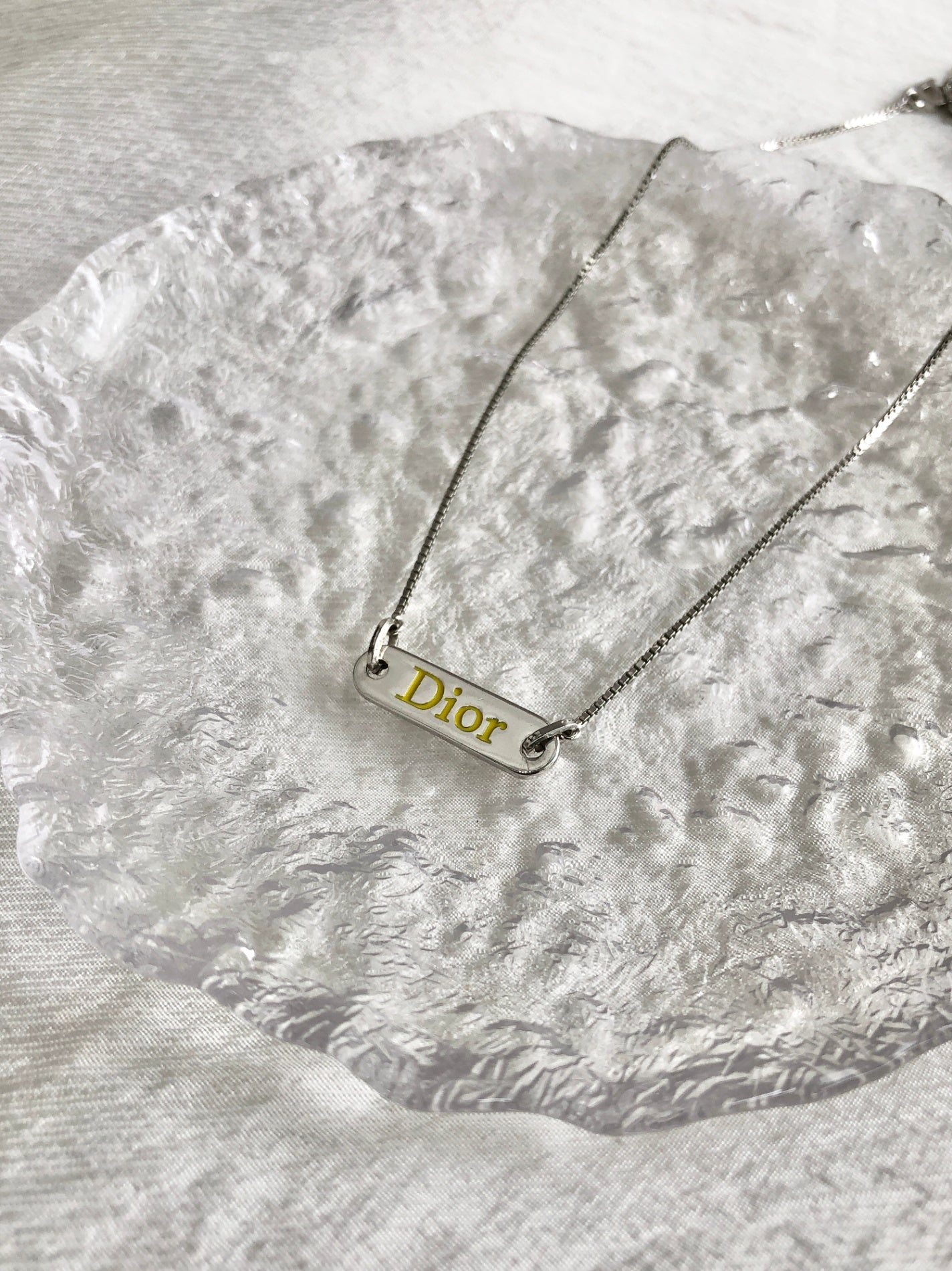 Christian Dior Logo Motif Necklace Silver Vintage x5zjcp