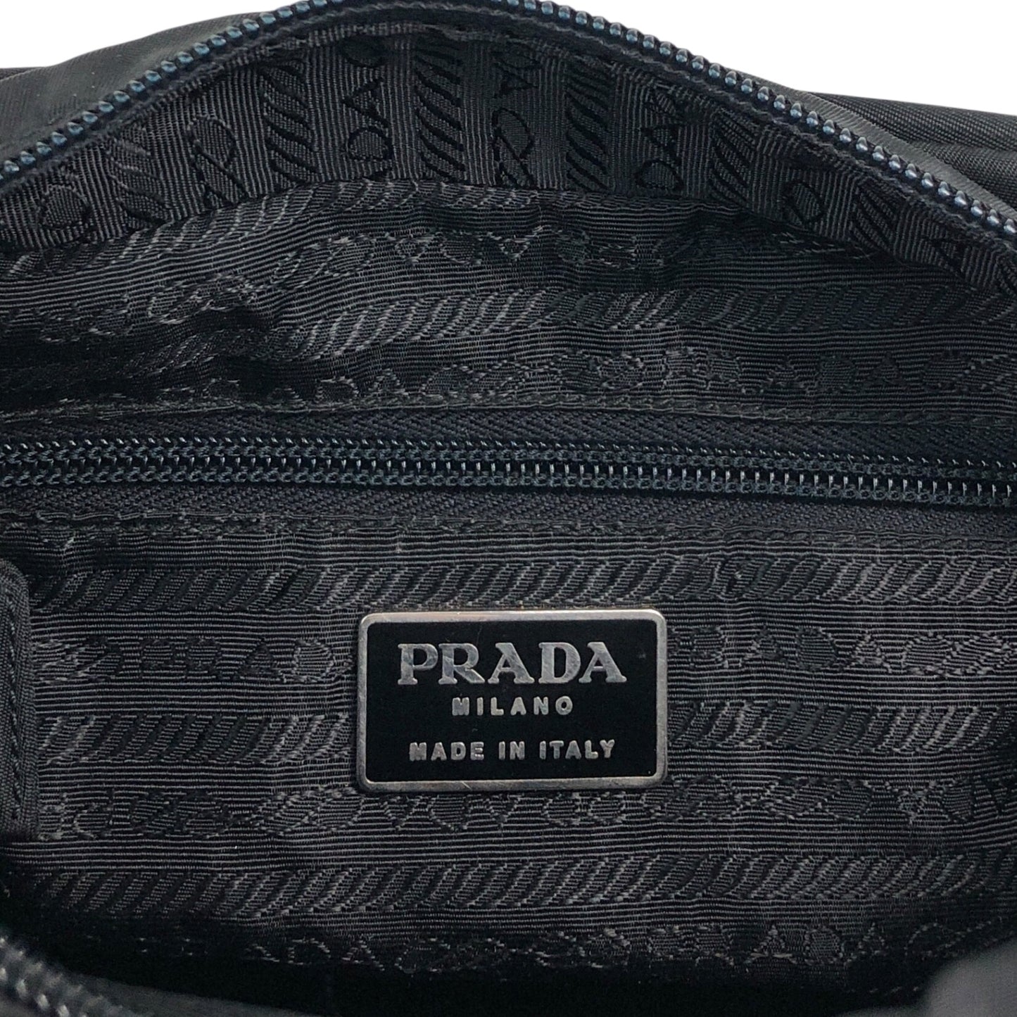 PRADA Tessuto Triangle Logo Shoulder bag Black Vintage gdjwks