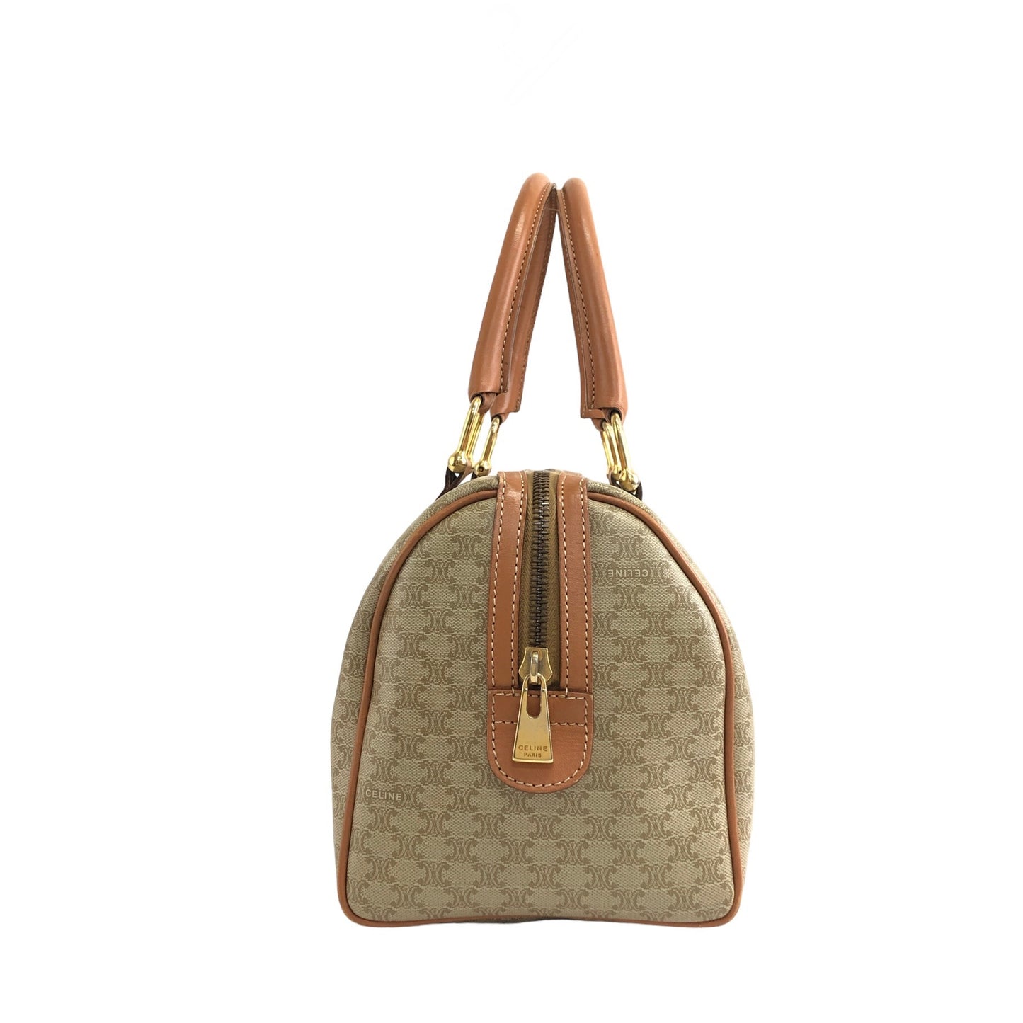 CELINE Macadam Blason Handbag Boston bag Beige Vintage 5s6c26