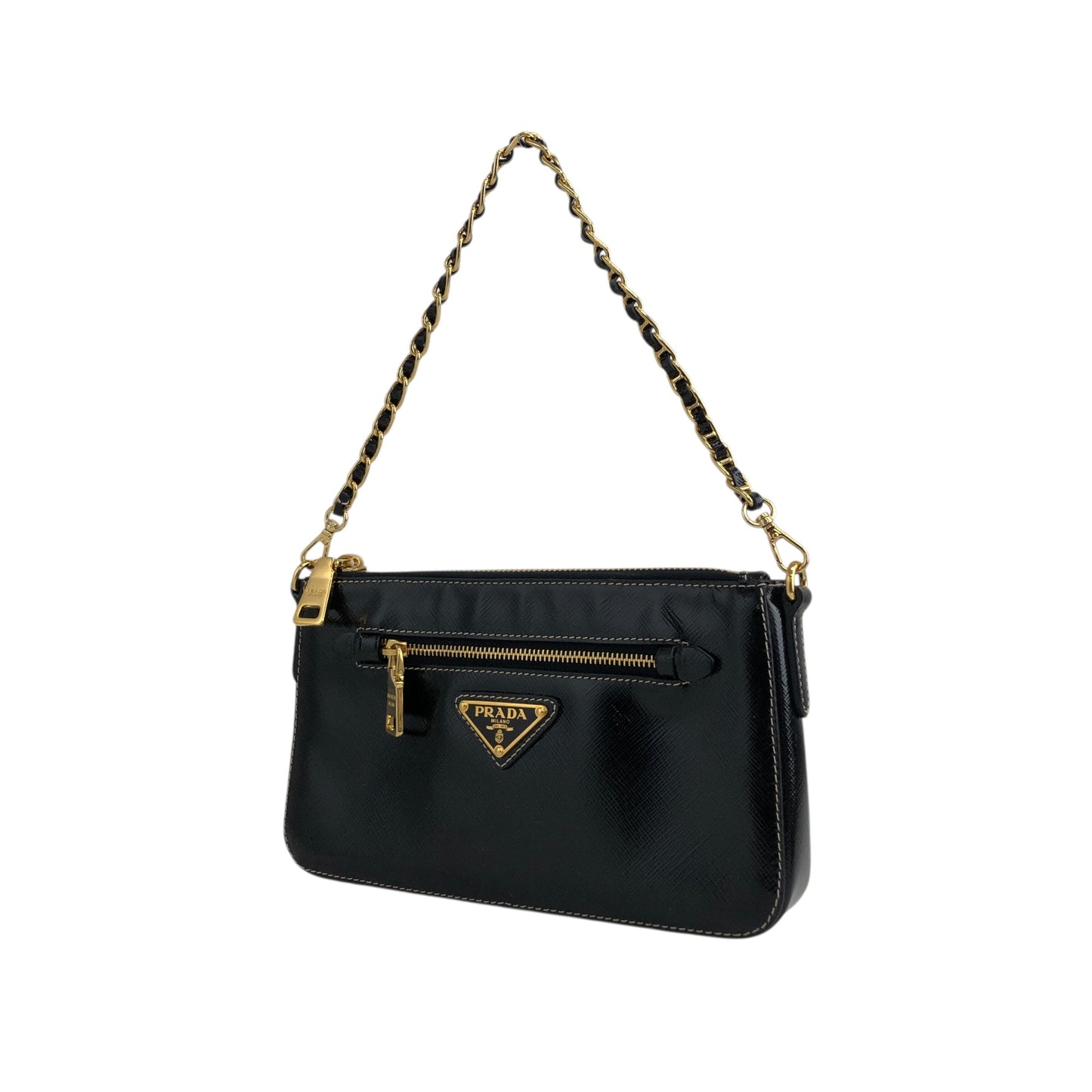 PRADA Triangle Logo Two-way Small Handbag Shoulder bag Black Vintage 4ndzyf