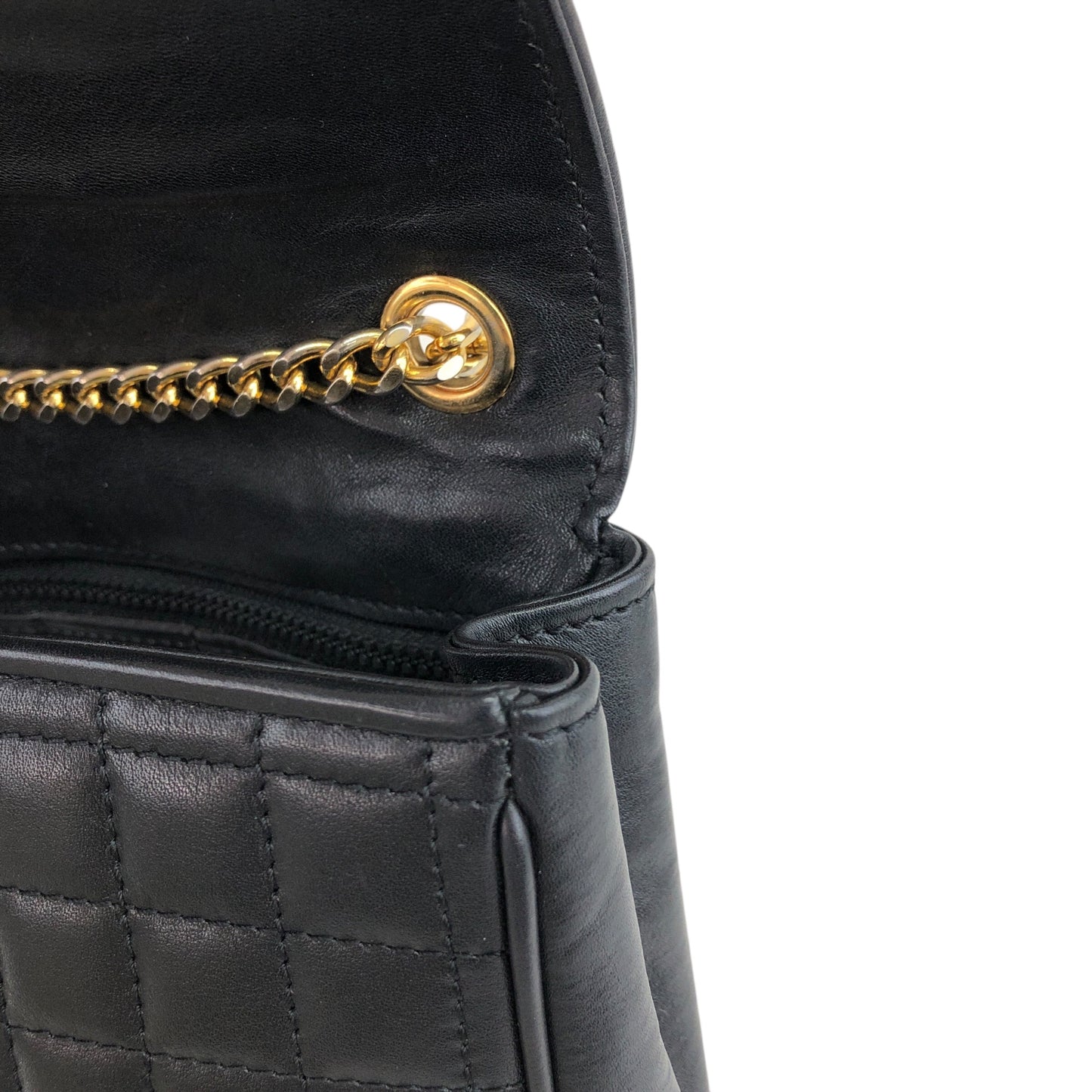 CELINE Emblem Chain Shoulder bag Black Vintage 3nk43u