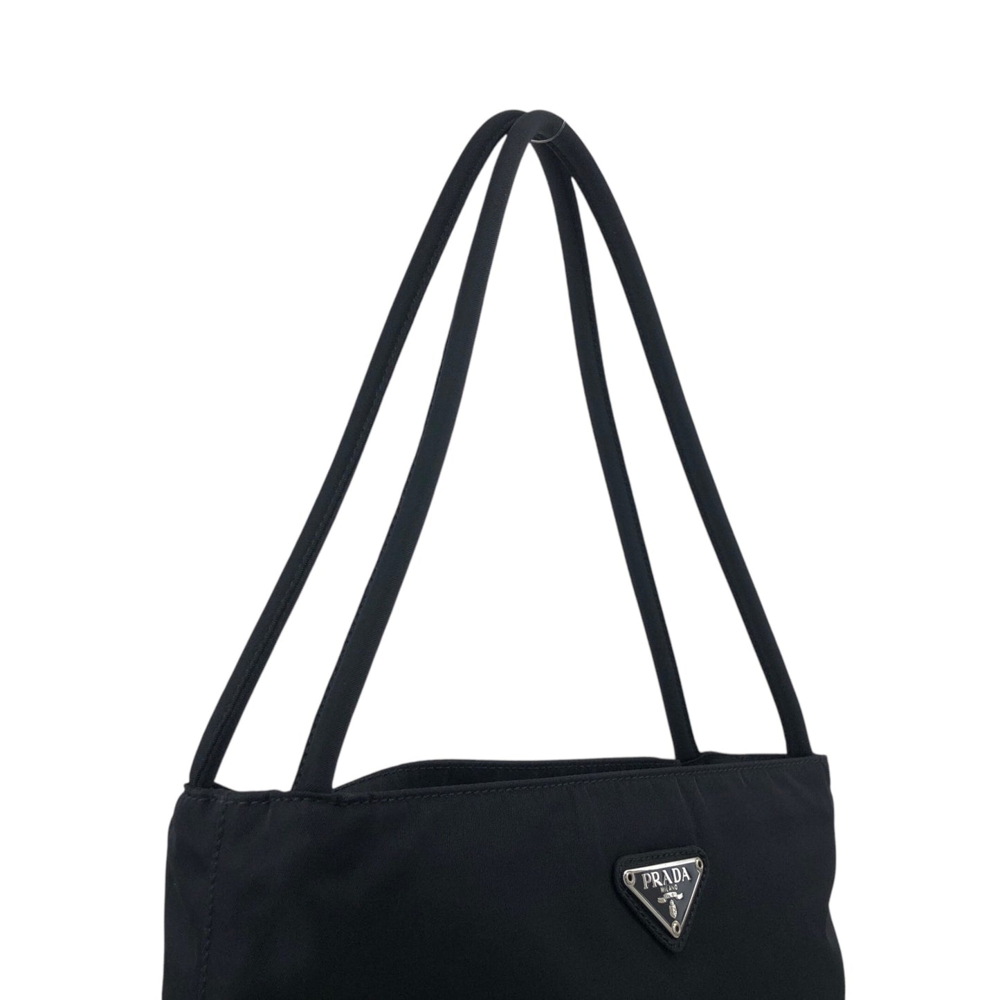 PRADA Triangle Logo Handbag Black Vintage sfzwud