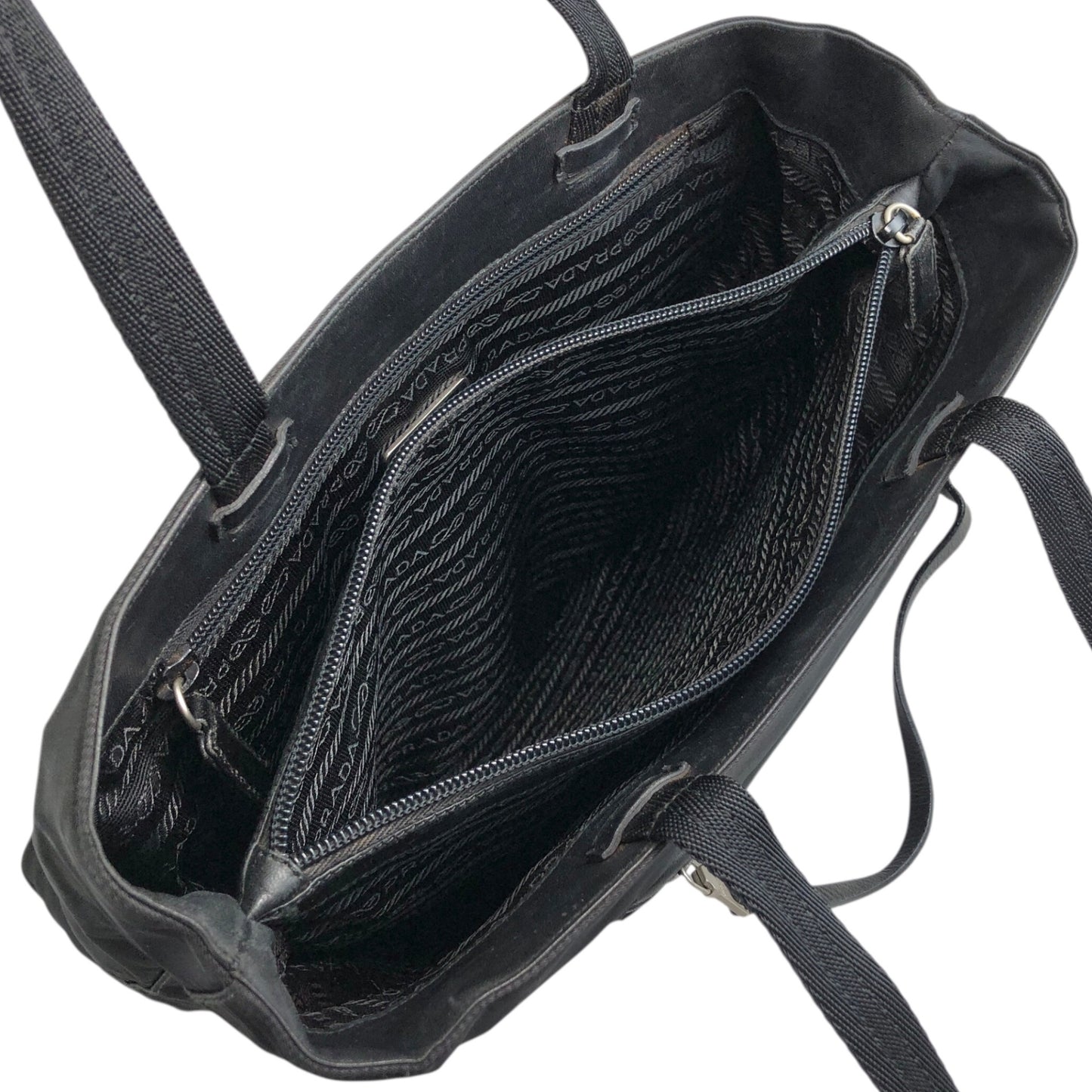 PRADA Tessuto Triangle Logo Totebag Black Vintage 885ief