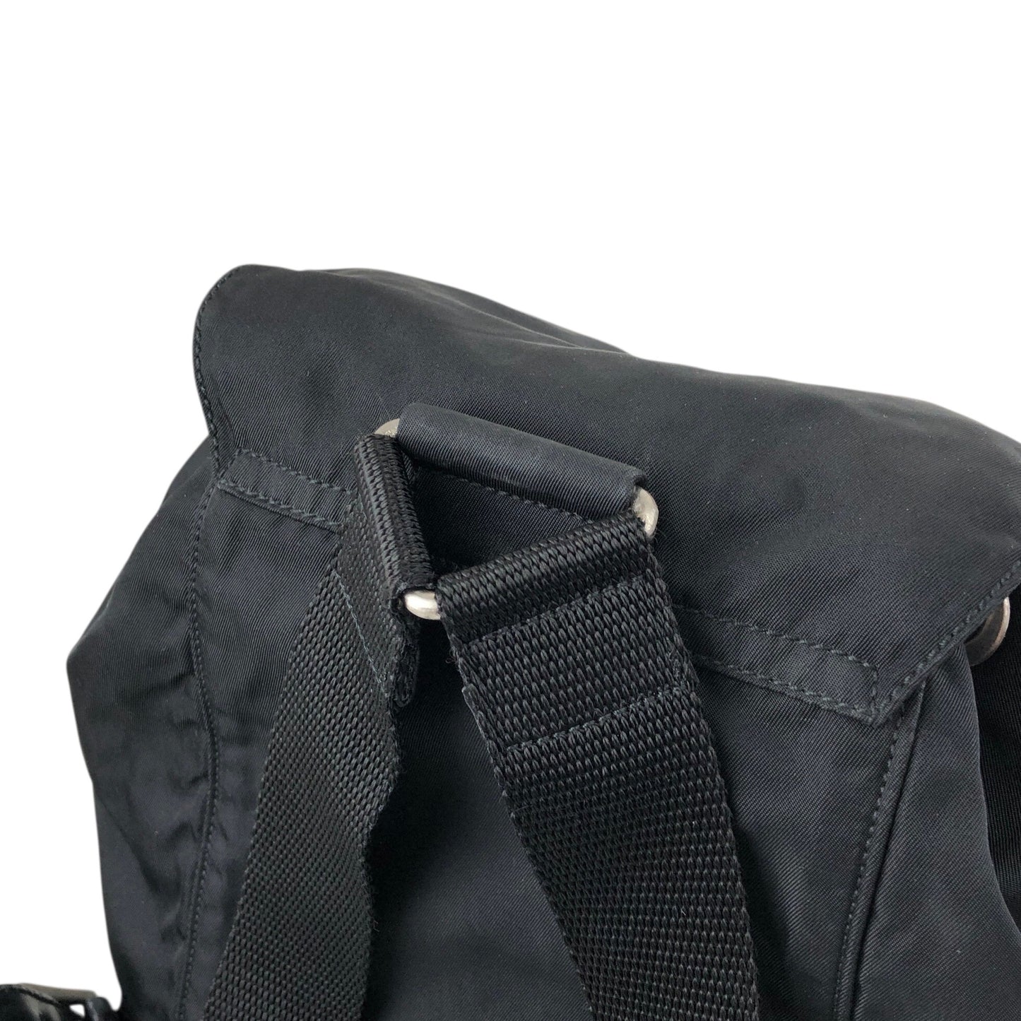 PRADA Tessuto Triangle Logo Front Pocket Backpack Black Vintage nnyiv2
