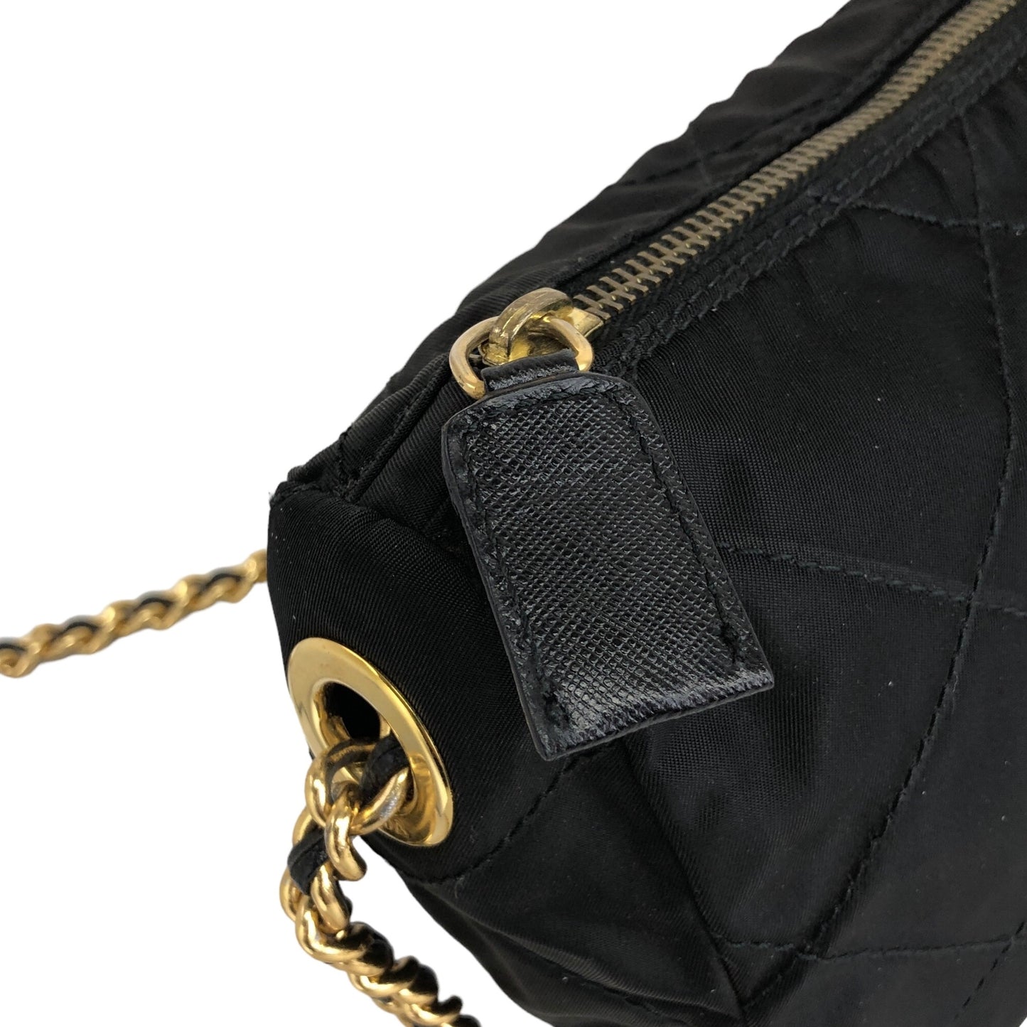 PRADA Triangle Logo Chain Shoulder bag Black Vintage xb2jku