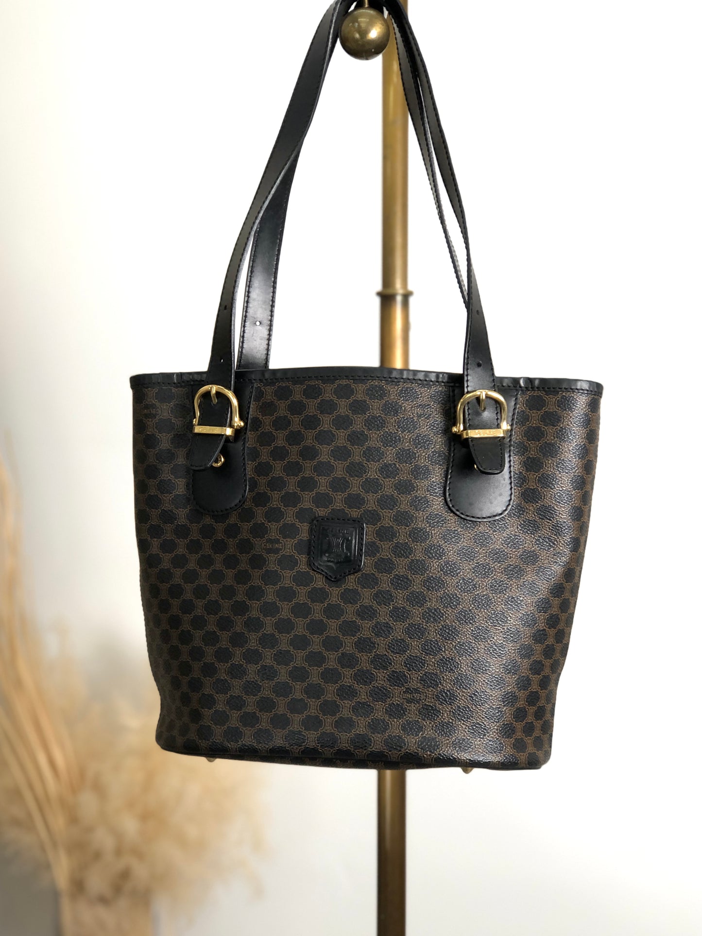 CELINE Macadam Blason Shoulder bag Totebag Black Vintage ean3kc