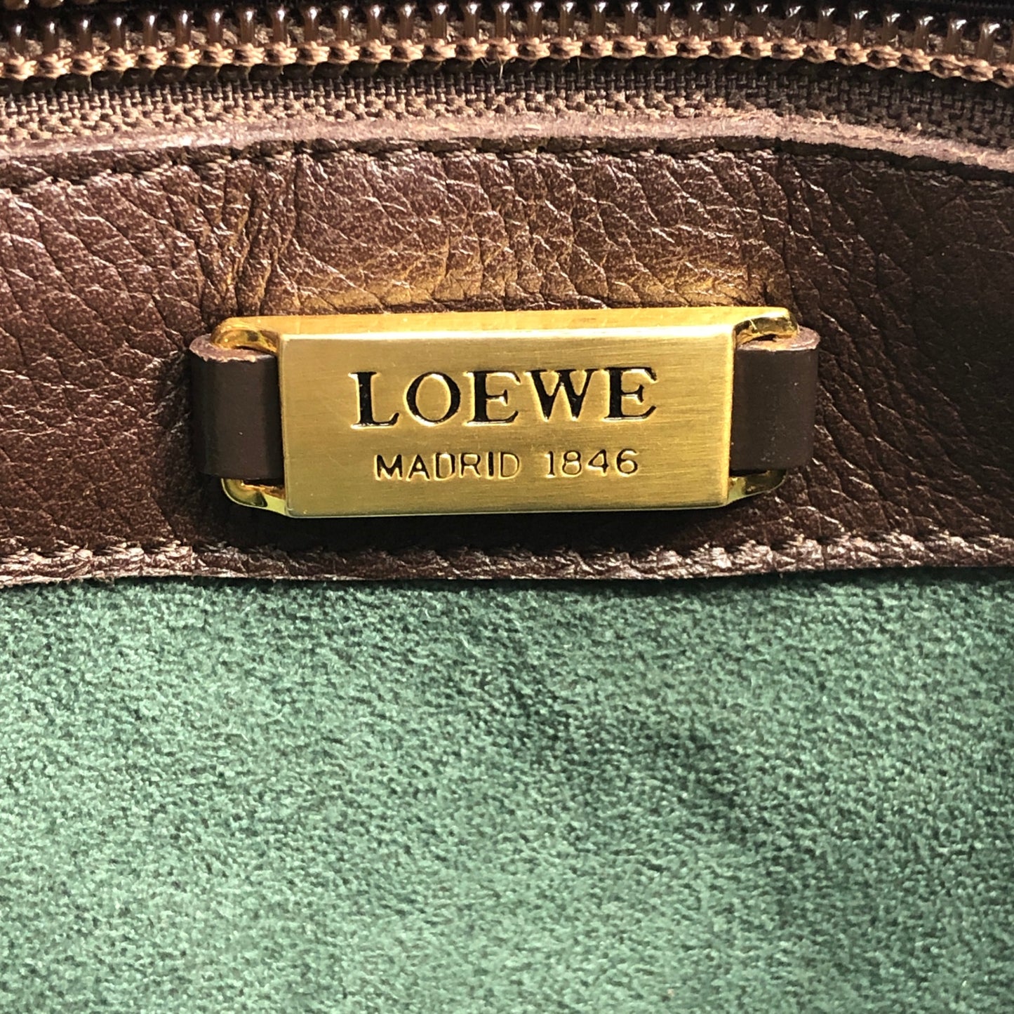 LOEWE Logo Embossed Shoulder bag Brown Vintage u3fpkx